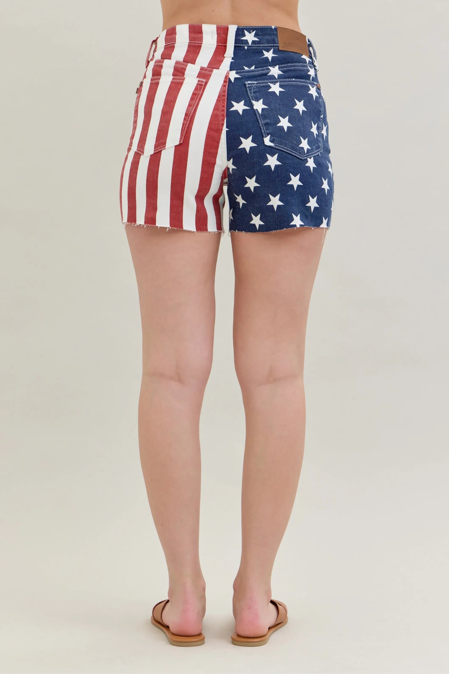 Judy Blue Full Size High Waist Americana Flag Fray Hem Shorts Plus Size - Tigbul's Variety Fashion Shop