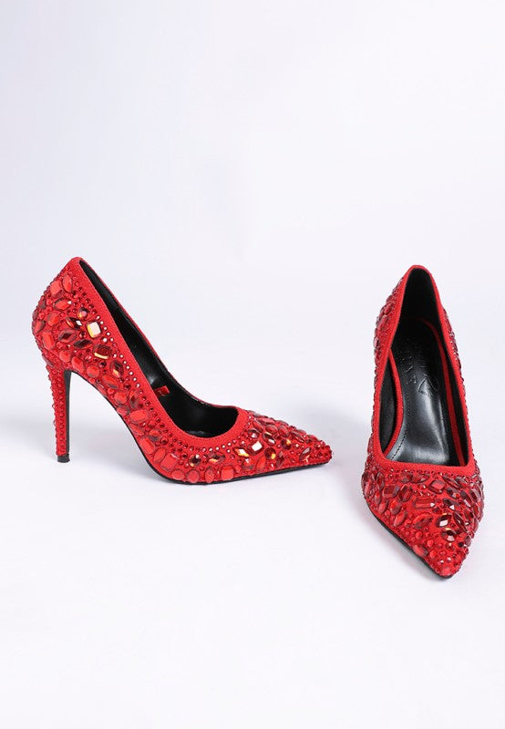 Iceout Diamante & Rhinestone Embellishments Pumps - Tigbul's Variety Fashion Shop