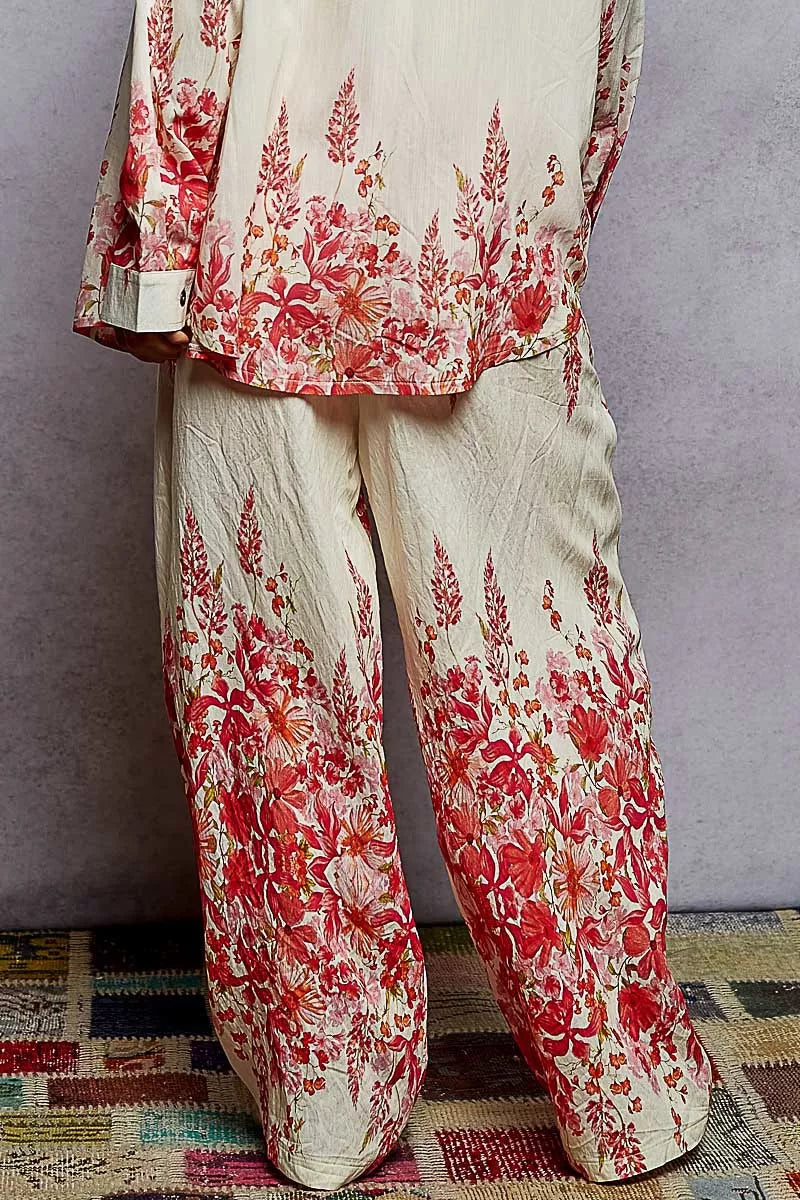 POL Floral Printed Woven Wide Leg Drawstring Pants - Tigbul's Variety Fashion Shop