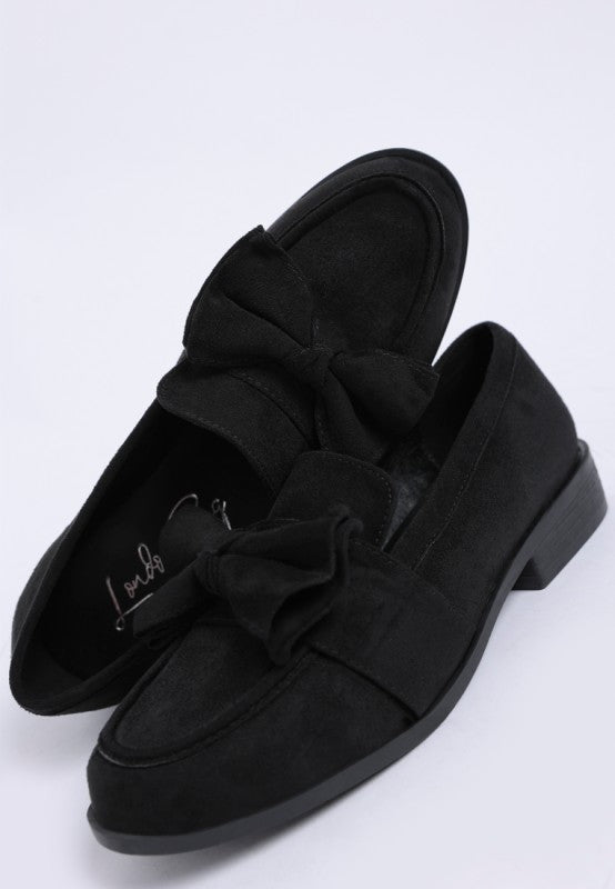 Havisham Bow Accent Heeled Loafers - Tigbul's Variety Fashion Shop
