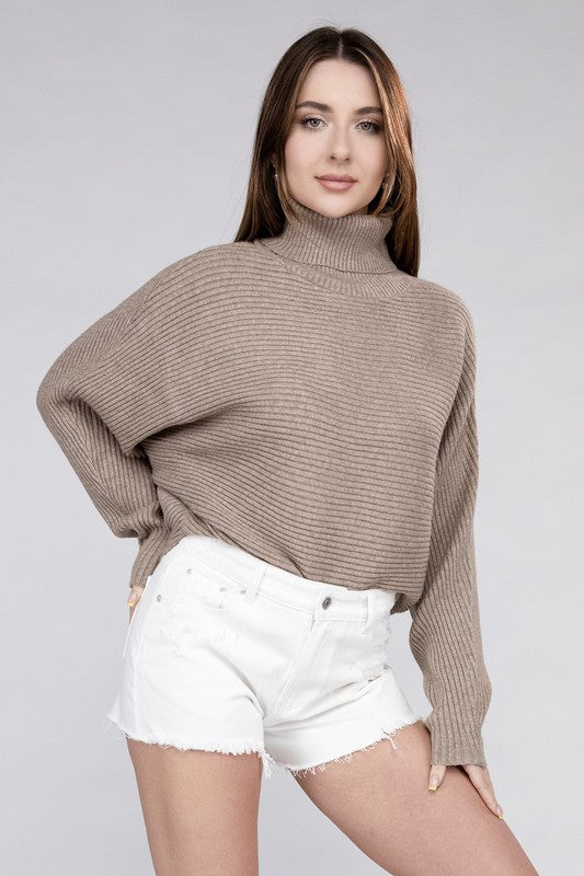 Viscose Dolman Sleeve Turtleneck Sweater - Tigbul's Variety Fashion Shop