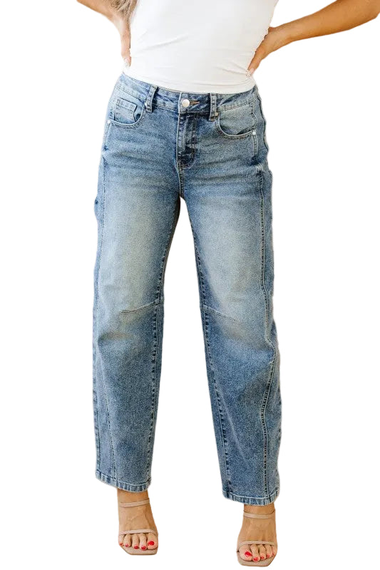 Denim Vintage Washed Seam Shift Jeans, Women's - Tigbul's Variety Fashion Shop