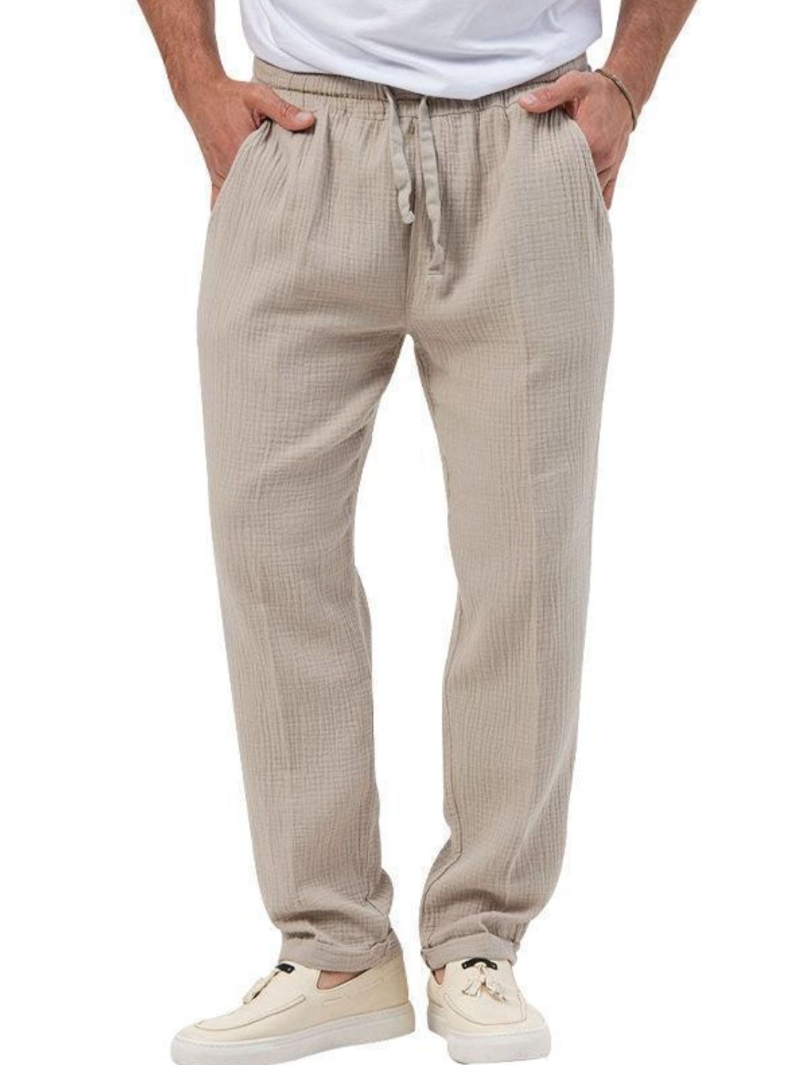 Men's Plus Size Drawstring Texture Pants - Tigbul's Variety Fashion Shop
