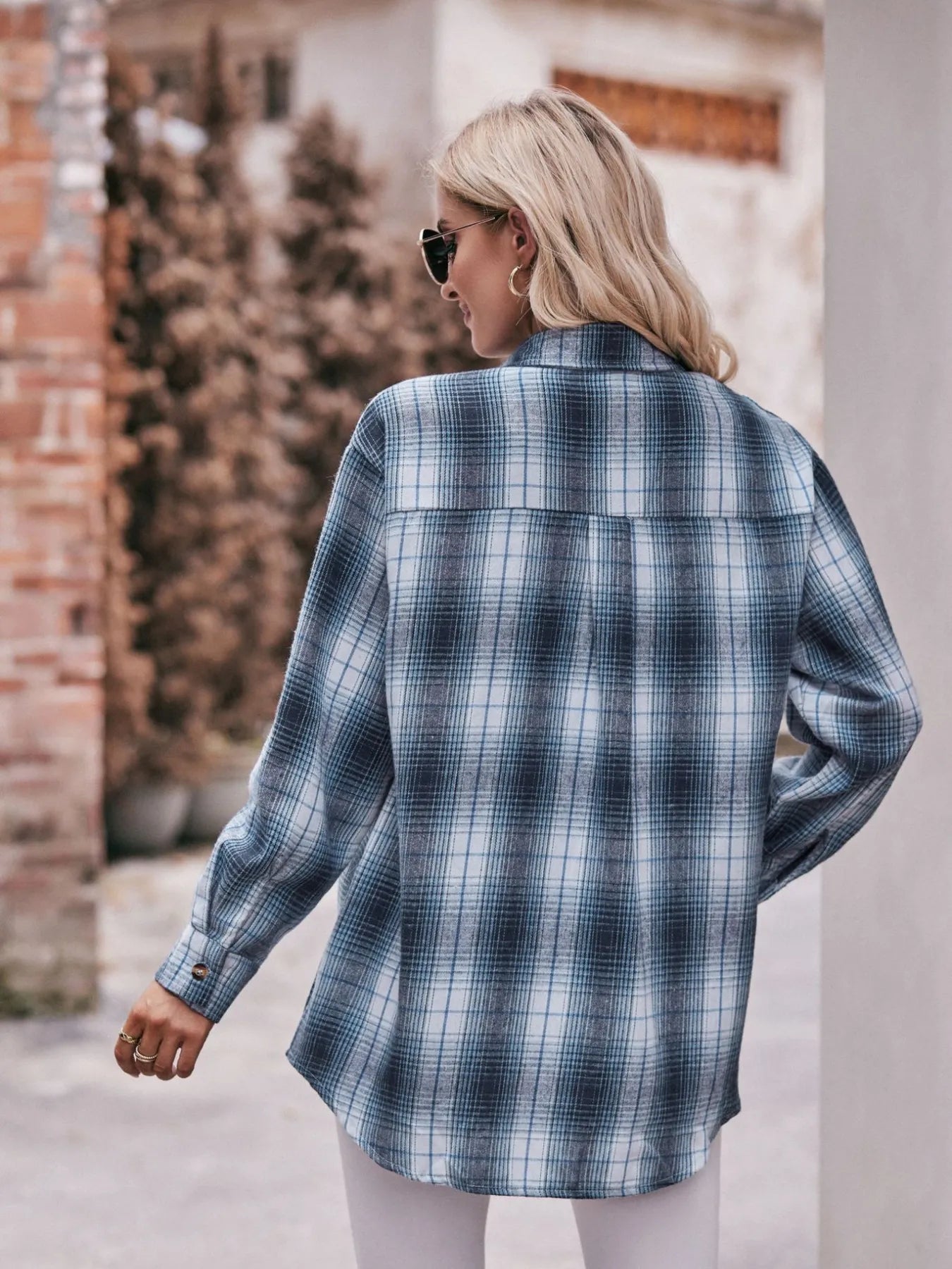 Plaid Button-Down Long Sleeve Shirt - Tigbul's Variety Fashion Shop