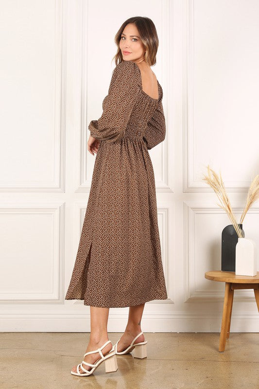 Square neck vintage puff dress - Tigbul's Variety Fashion Shop