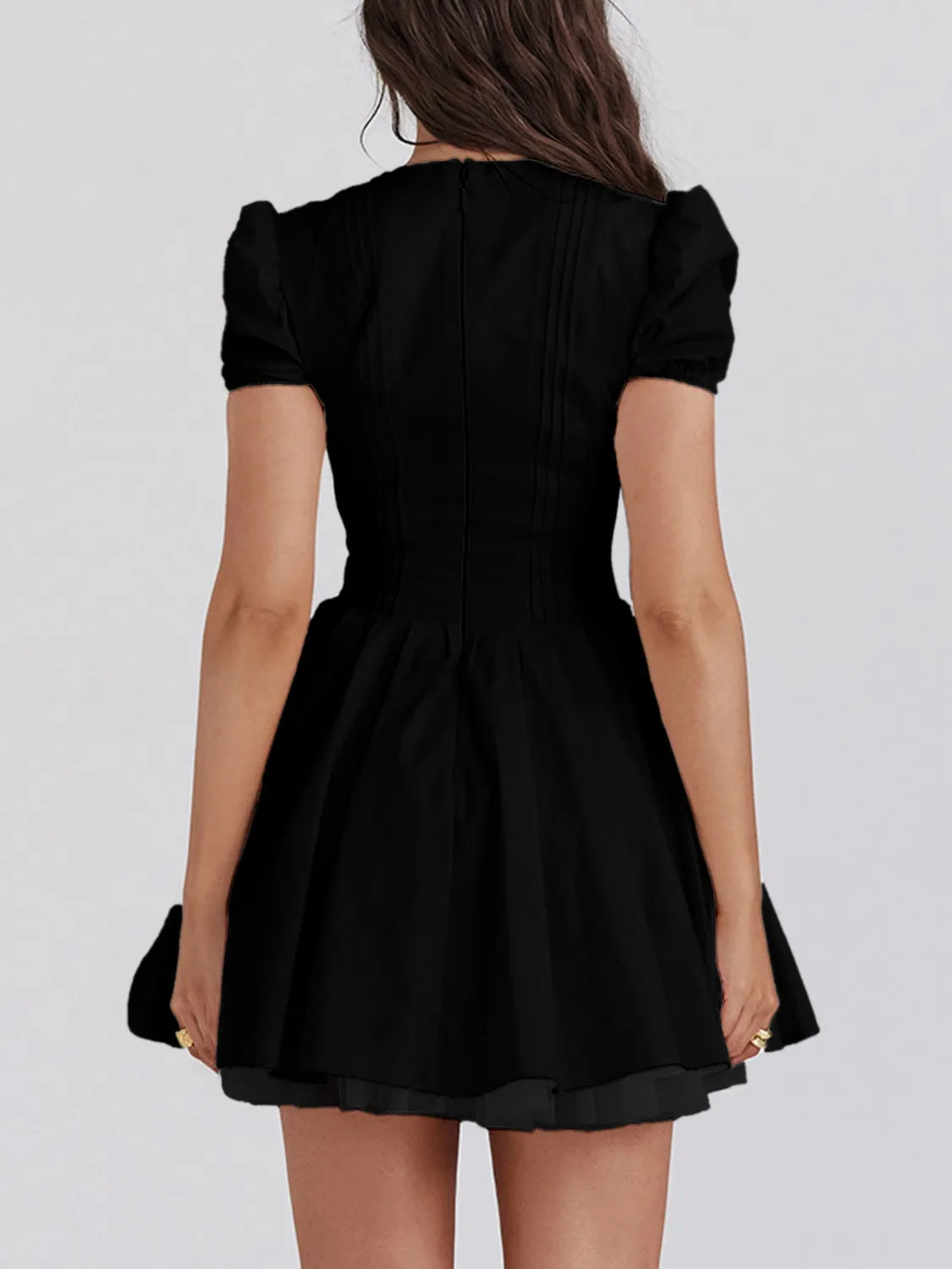 V-Neck Short Sleeve Mini Dress - Tigbul's Variety Fashion Shop