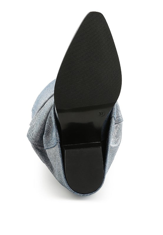 Capella Fold-Over Slouchy Denim Boot - Tigbul's Variety Fashion Shop