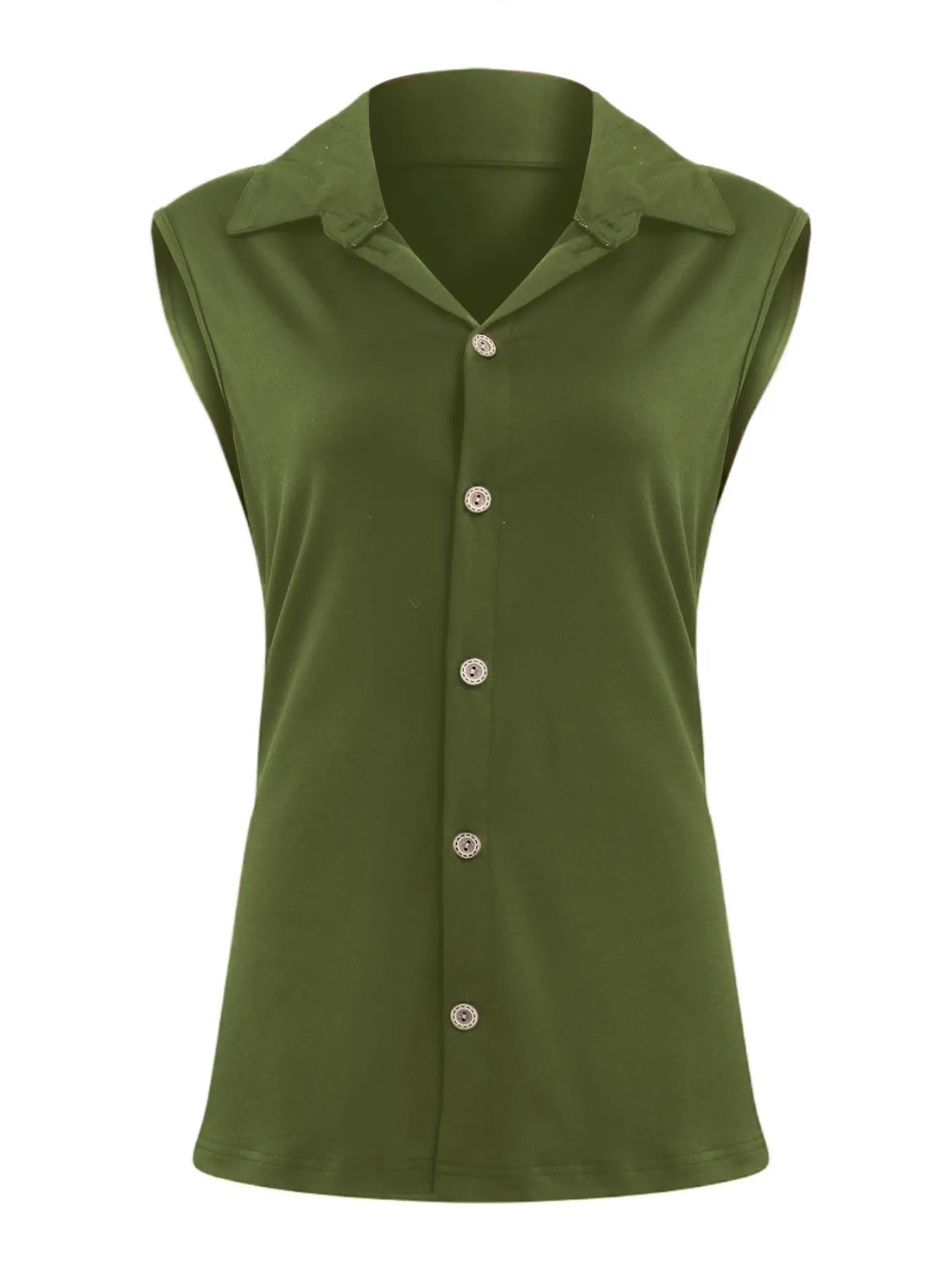 Button Down Sleeveless Top - Tigbul's Variety Fashion Shop