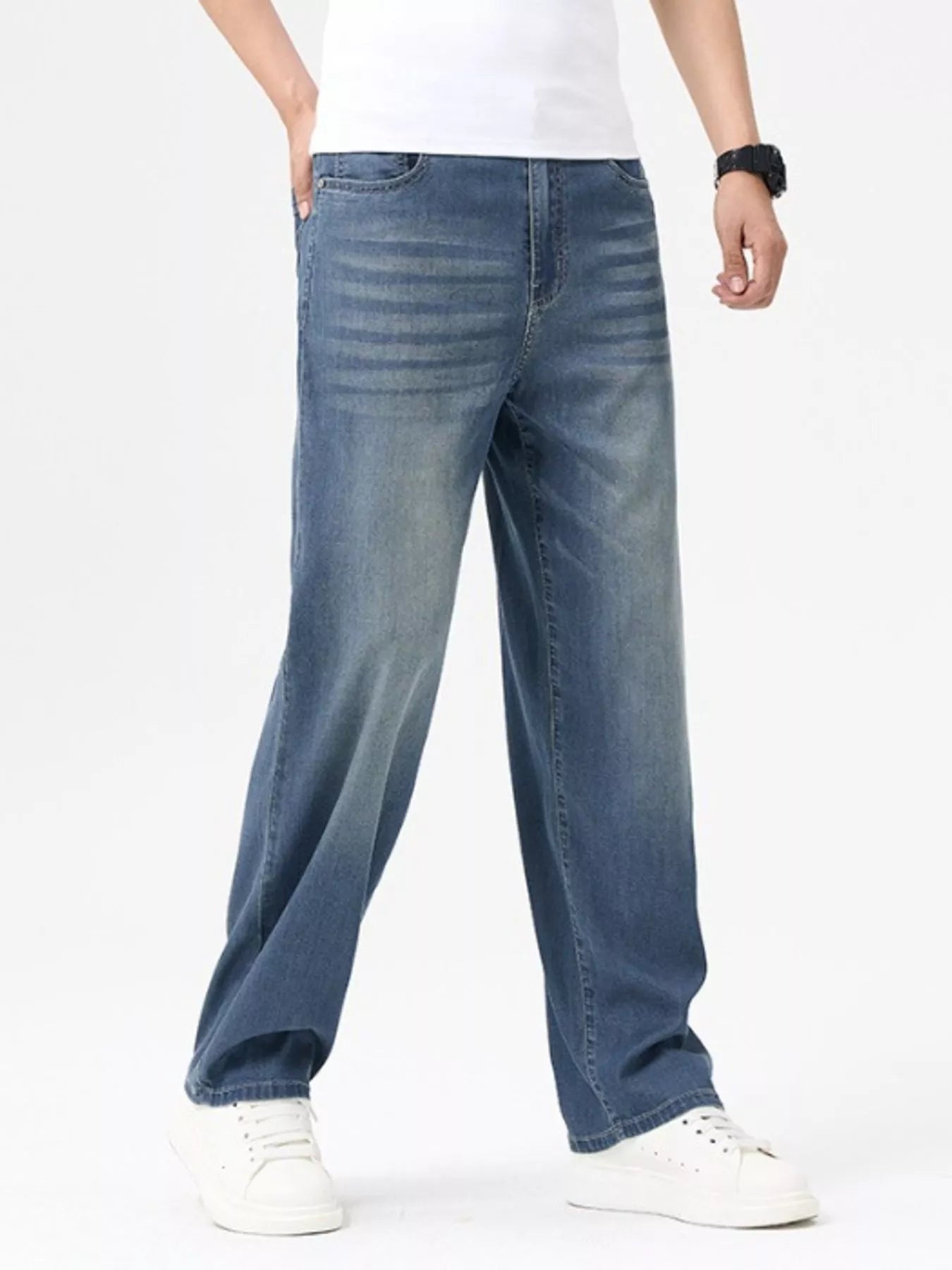 Men's Wash Wide Leg Jeans - Tigbul's Variety Fashion Shop