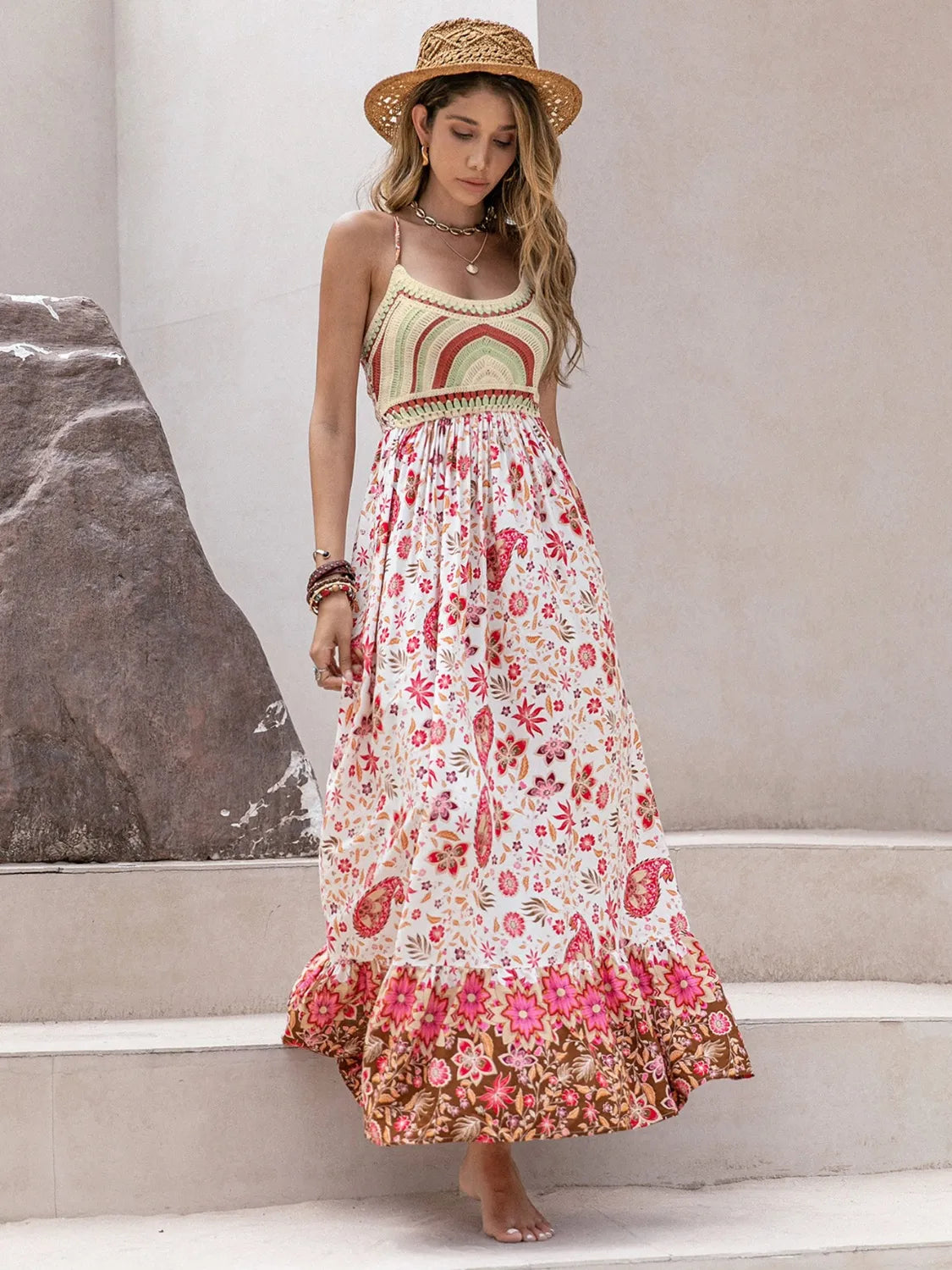 Printed Scoop Neck Cami Dress - Tigbul's Variety Fashion Shop
