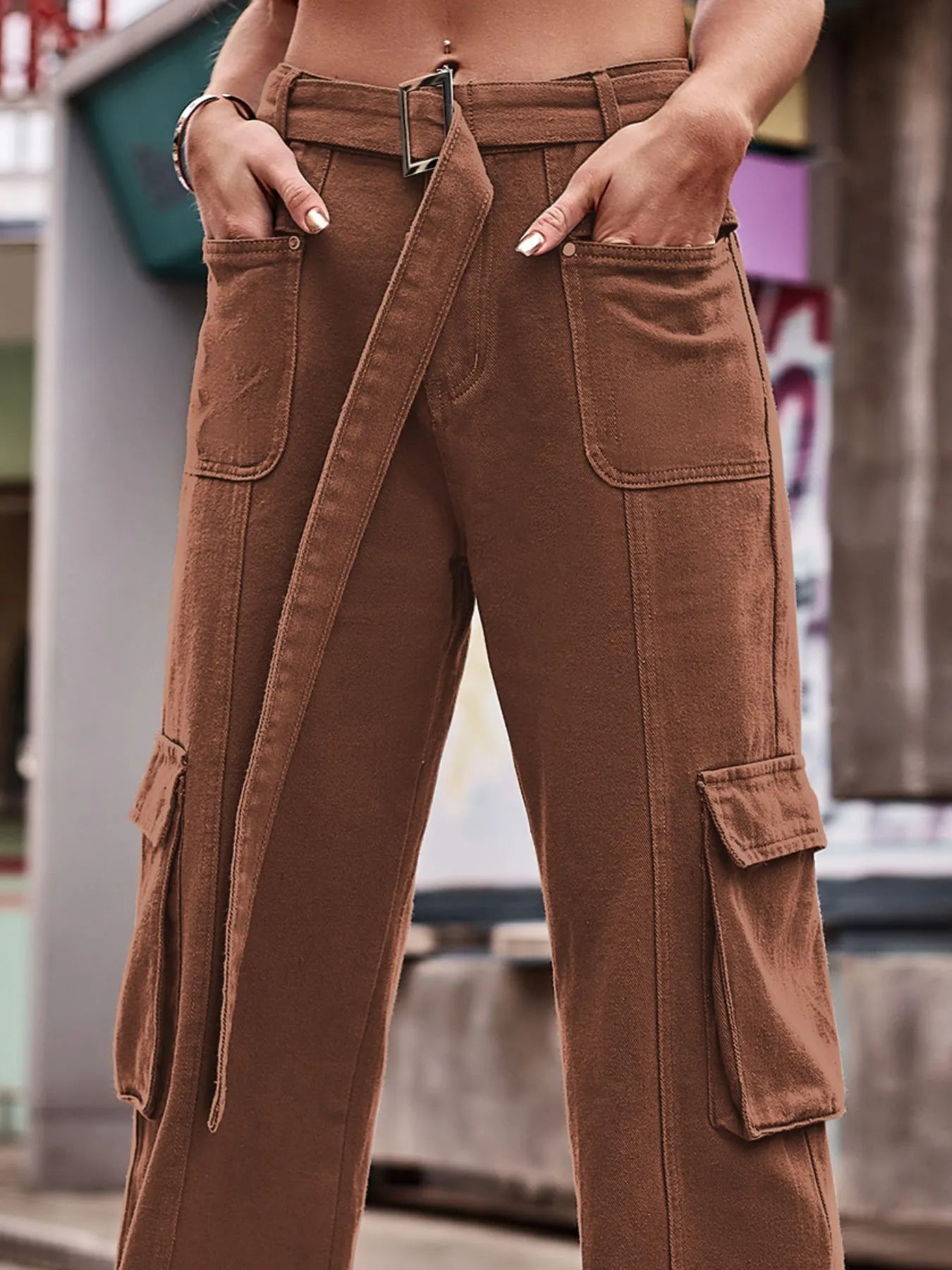 Cargo Wide Leg Jeans - Tigbul's Variety Fashion Shop