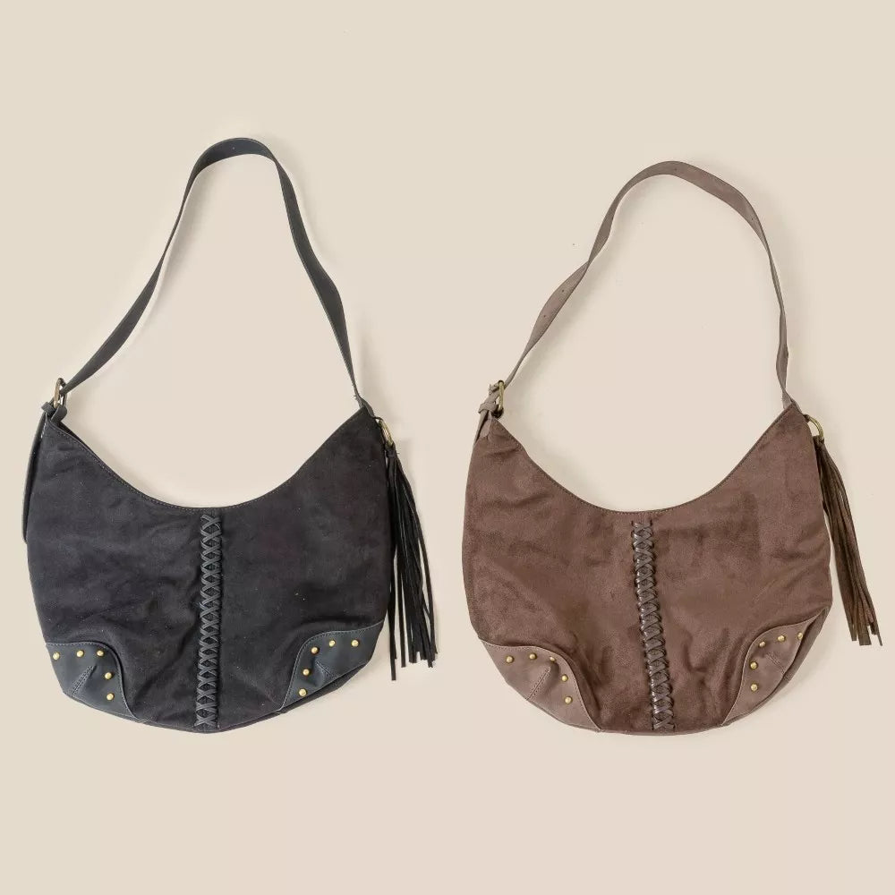 Fame Braided Detail Hobo Shoulder Bag - Tigbul's Variety Fashion Shop