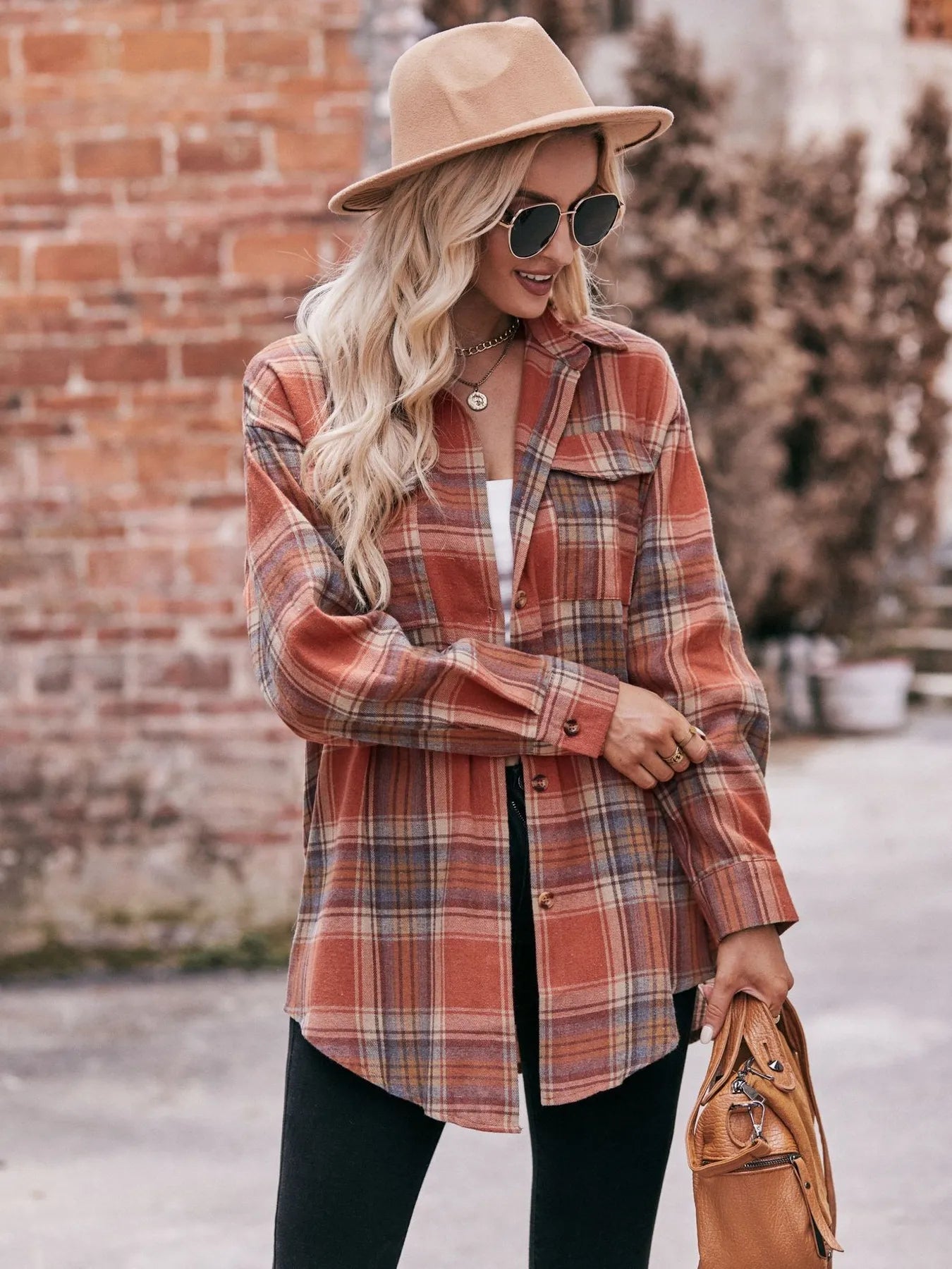 Plaid Button-Down Long Sleeve Shirt - Tigbul's Variety Fashion Shop