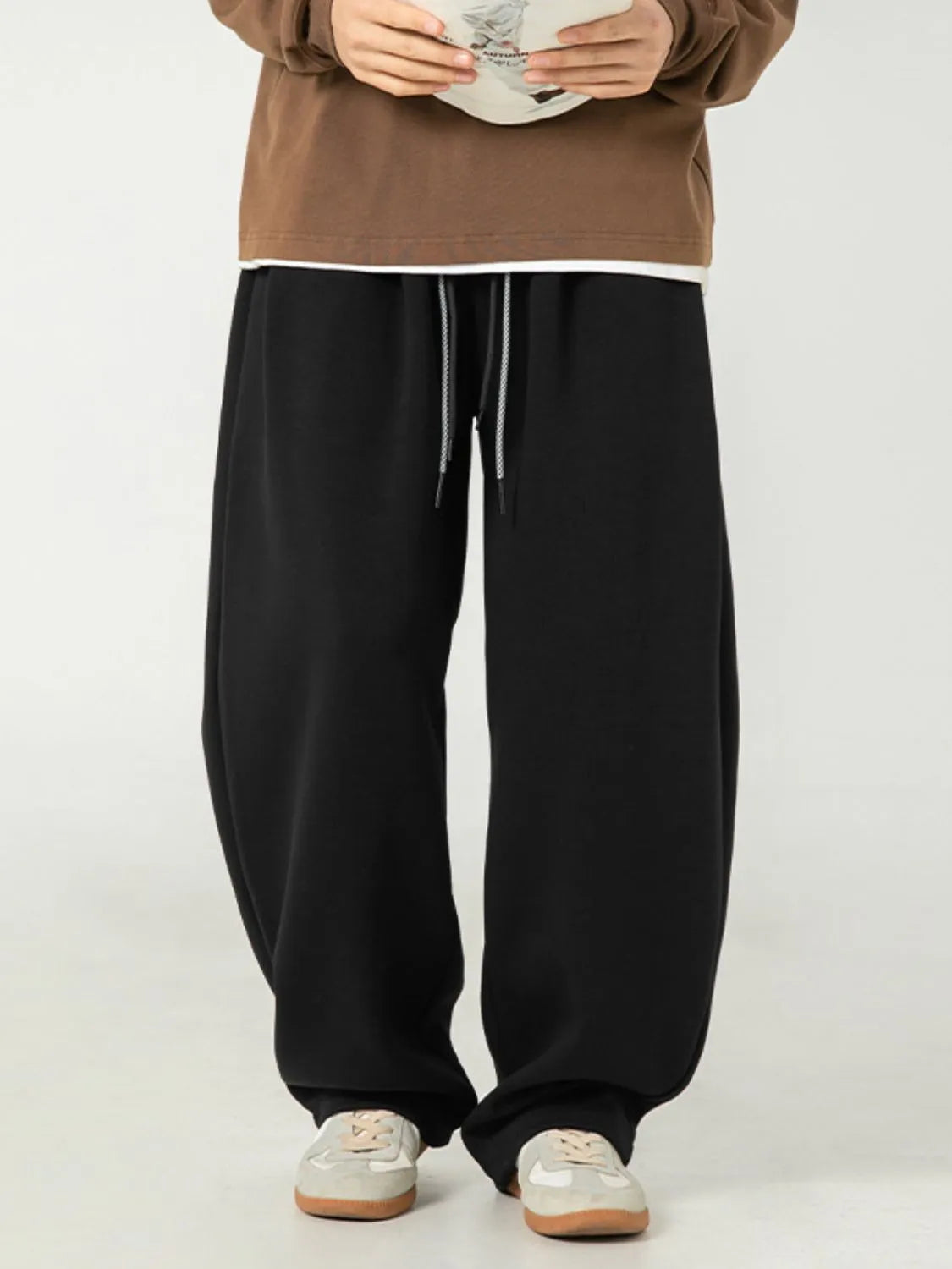 Men's Plus Size Drawstring Wide Leg Pants - Tigbul's Variety Fashion Shop