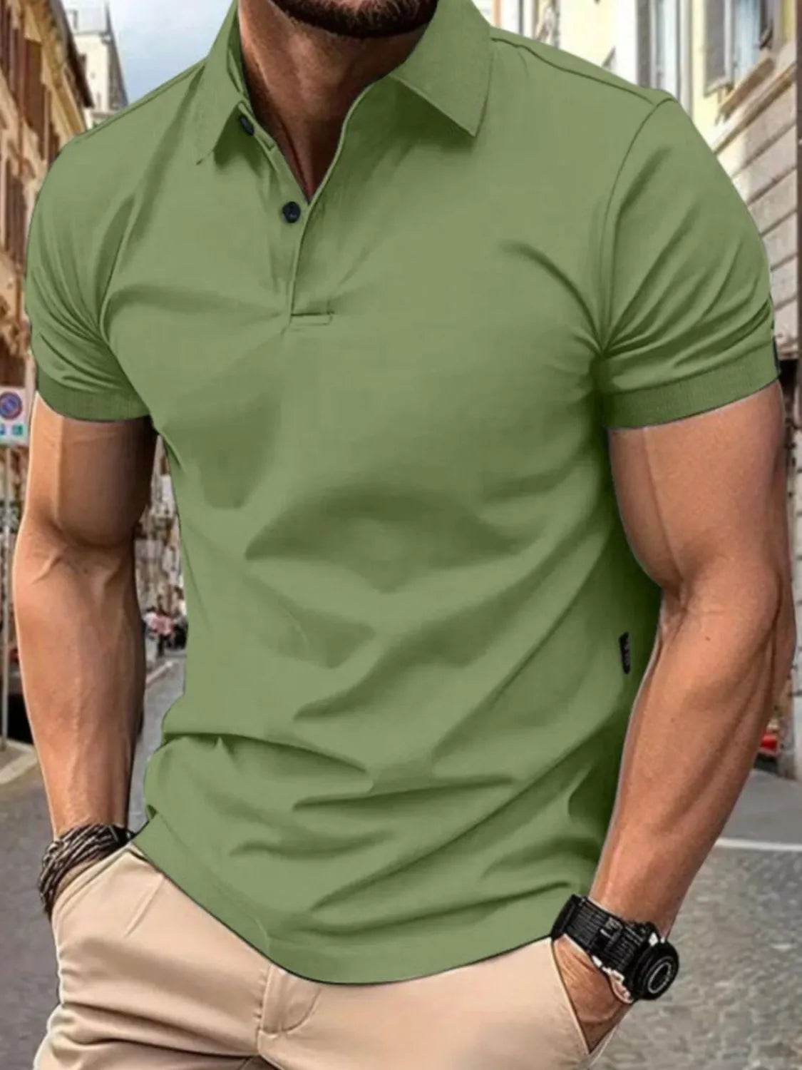 Men's Full Size Button Detail Short Sleeve Polo Plus Size - Tigbul's Variety Fashion Shop
