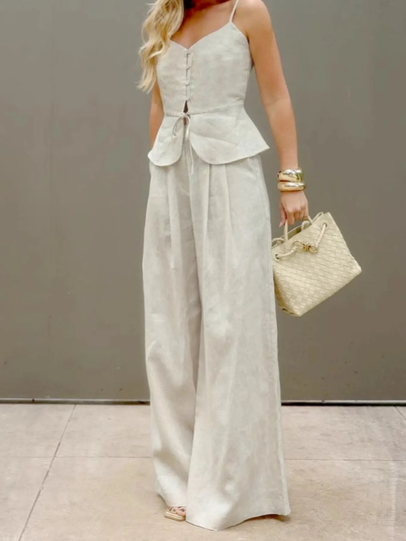 V-Neck Cami and Pants Set - Tigbul's Variety Fashion Shop
