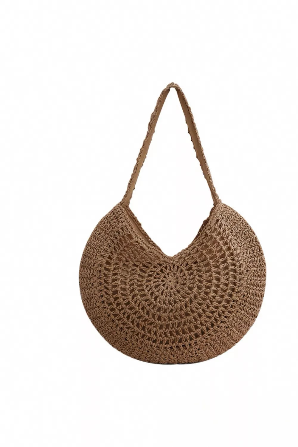 Round Woven Shoulder Bag - Tigbul's Variety Fashion Shop