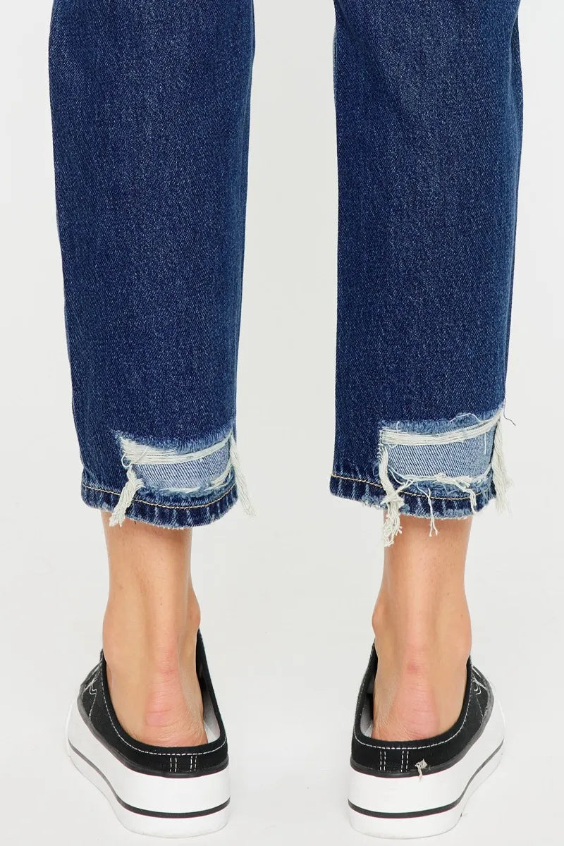 Kancan High Rise Distressed Mom Fit Jeans - Tigbul's Variety Fashion Shop