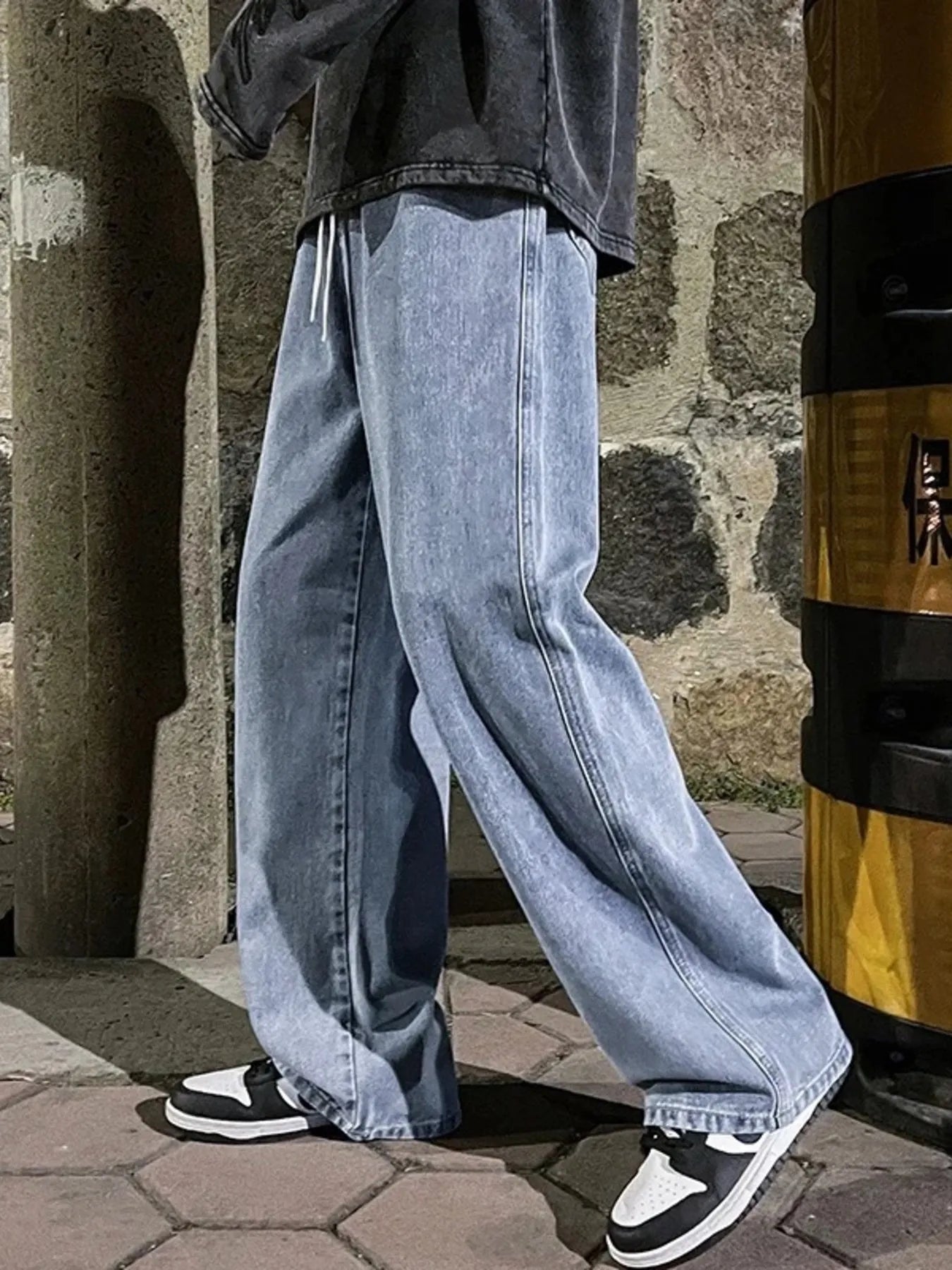Men's Full Size Drawstring Wide Leg Jeans Plus Size - Tigbul's Variety Fashion Shop