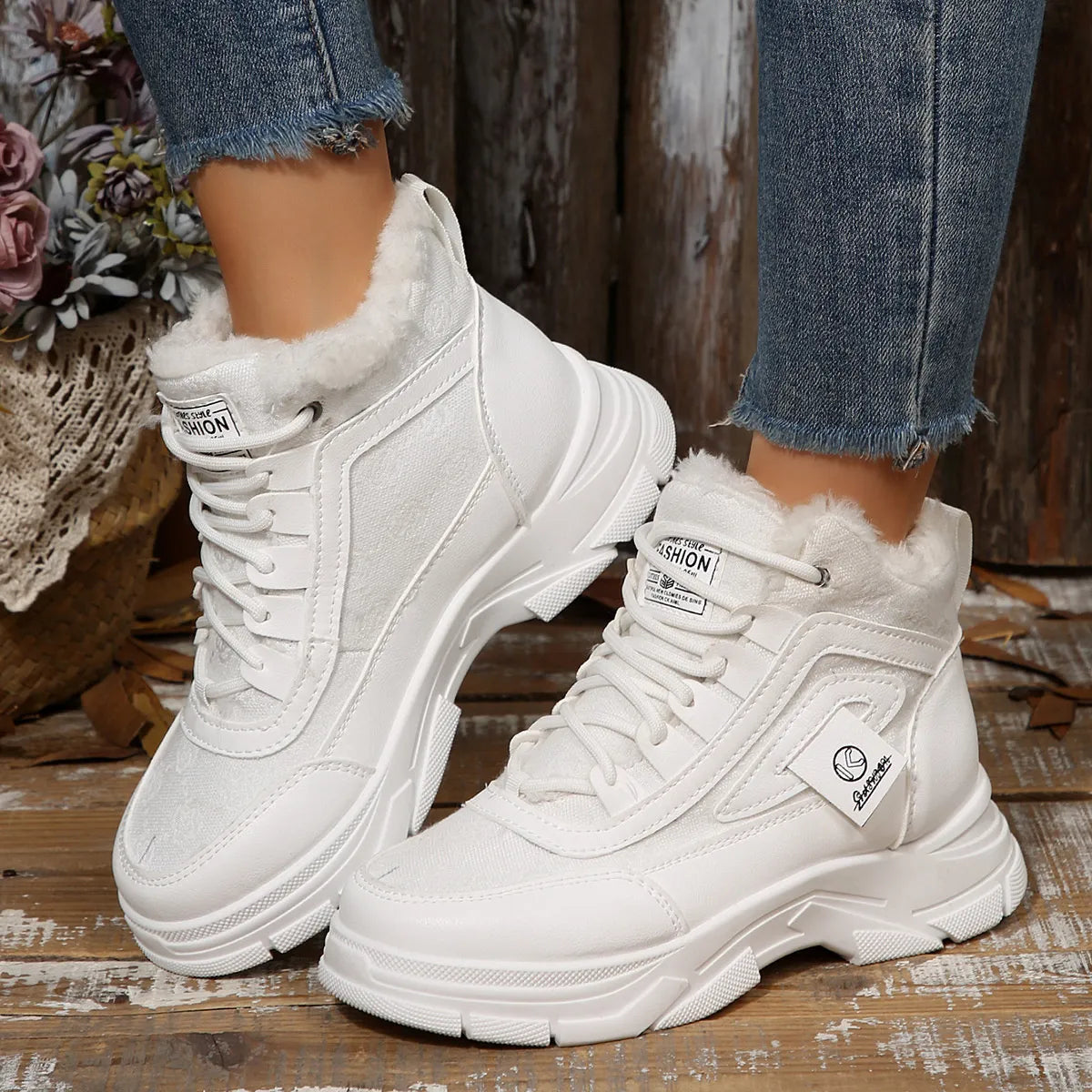 High-Top Platform Chunky Sneaker Boots Lace-Up - Tigbul's Variety Fashion Shop