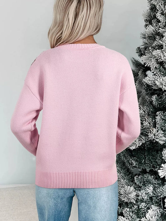 Christmas Ginger Bread Man Round Neck Casual Sweater - Tigbul's Variety Fashion Shop