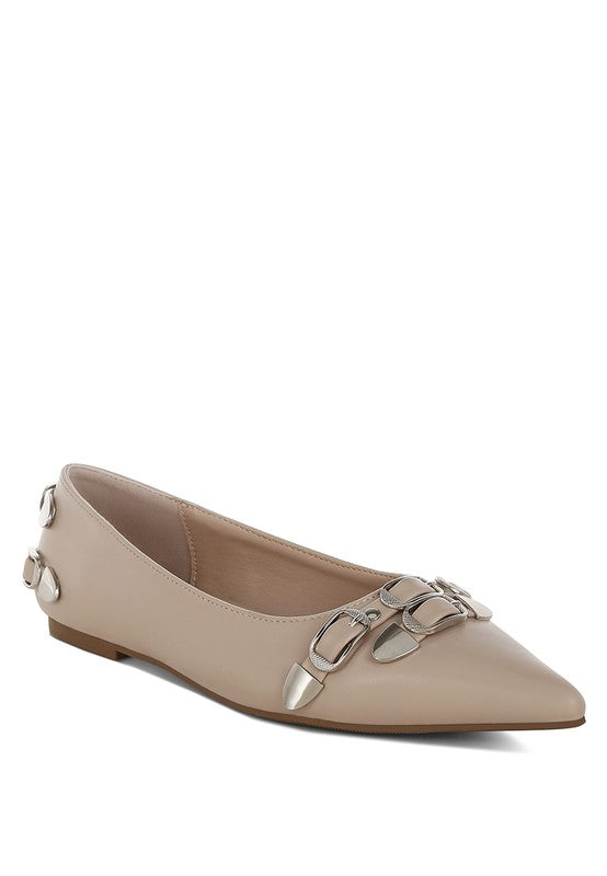 Golini Belt Buckle Detail Ballerinas - Tigbul's Variety Fashion Shop