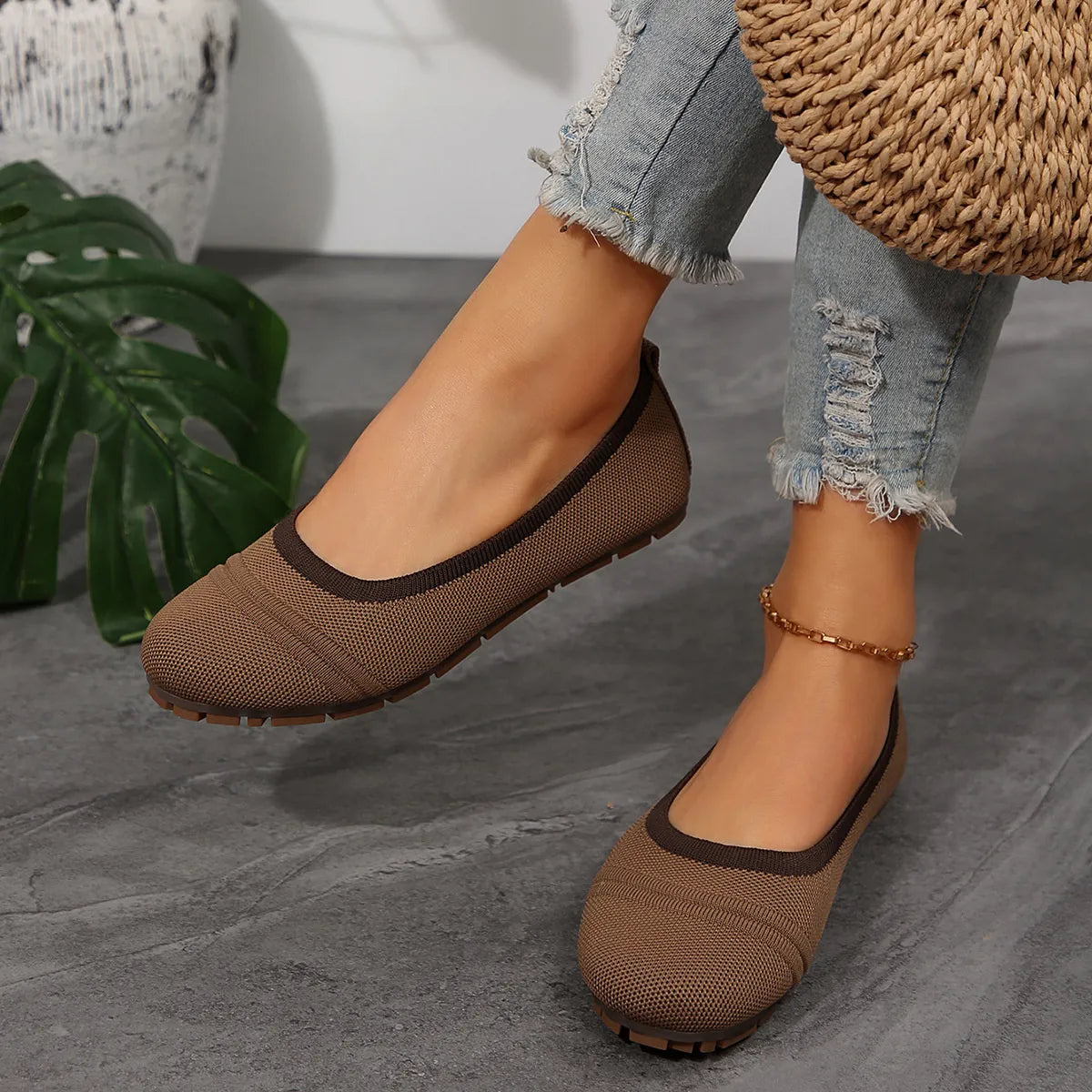 Round Toe Flat Slip-Ons - Tigbul's Variety Fashion Shop