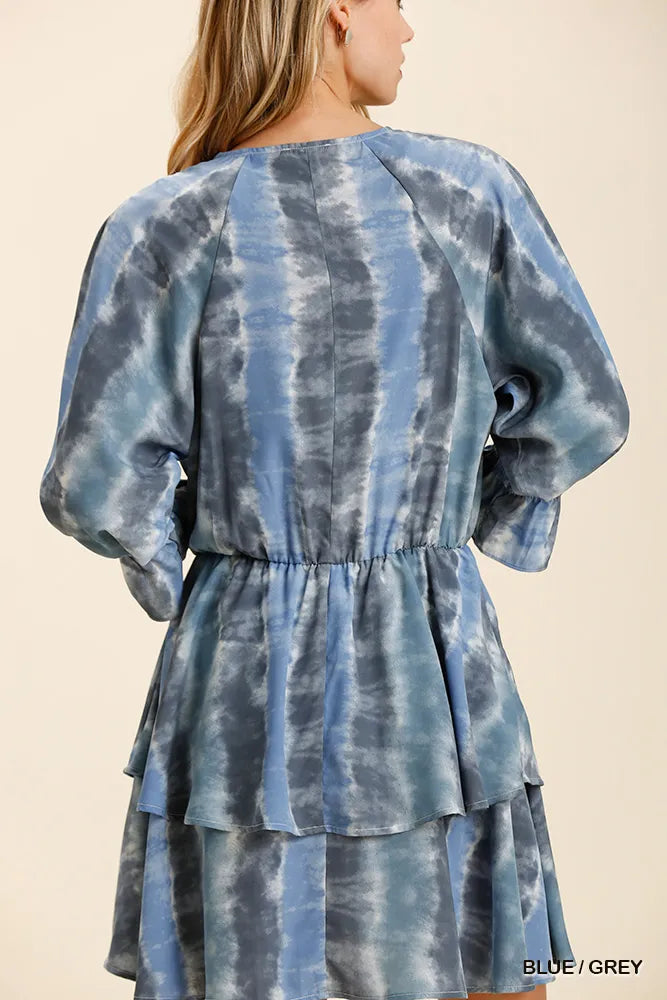Umgee Tie Dye Ruffled Layered Dress with Elastic Waistband - Tigbul's Variety Fashion Shop