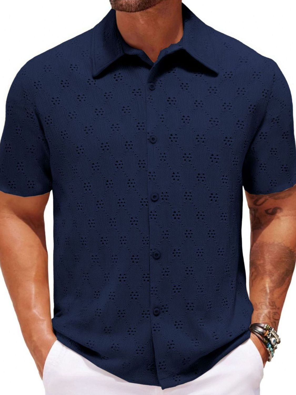 Men's Plus Size Button Down Short Sleeve Shirt - Tigbul's Variety Fashion Shop