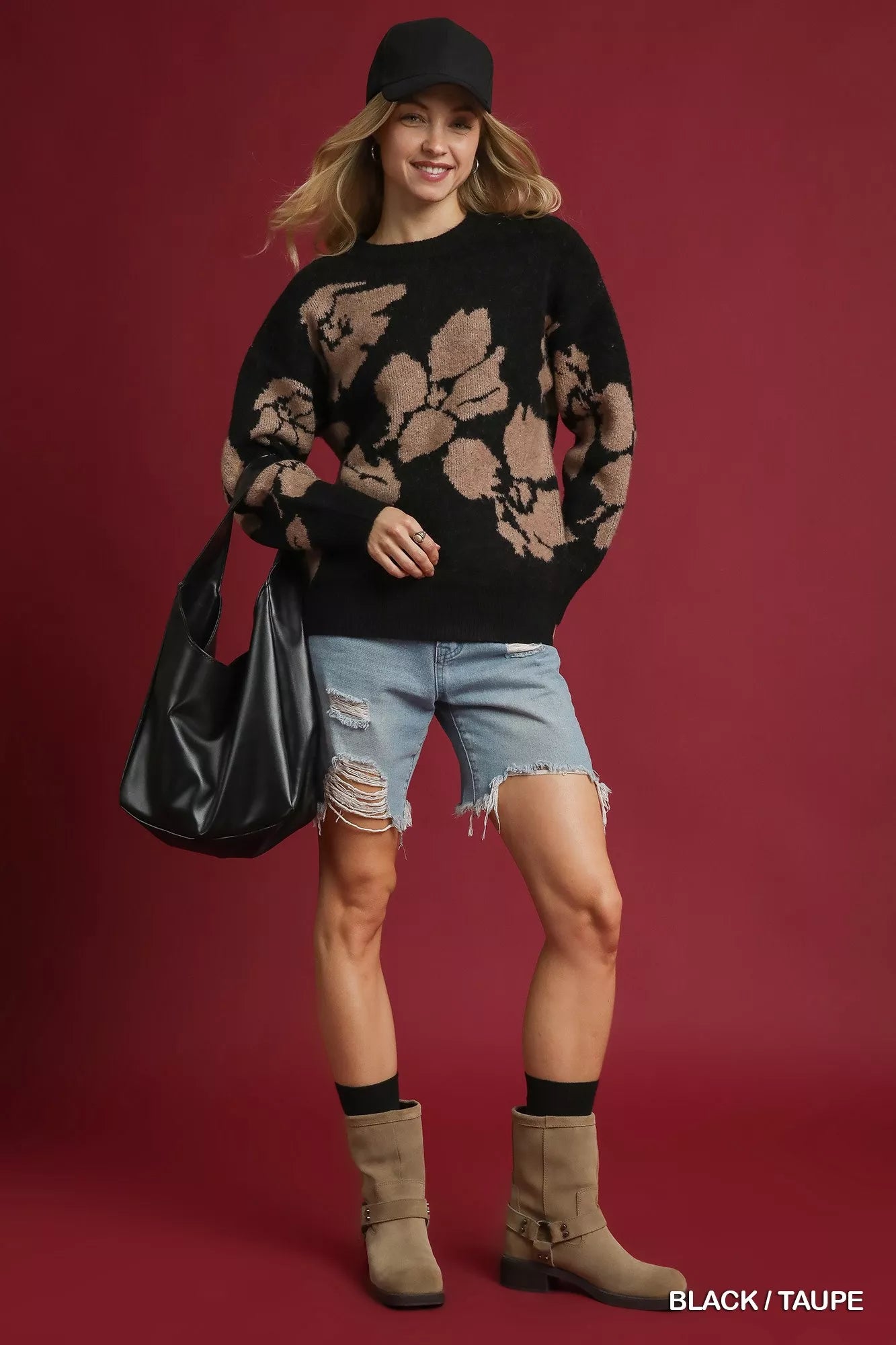 Umgee Floral Long Sleeve Sweater - Tigbul's Variety Fashion Shop