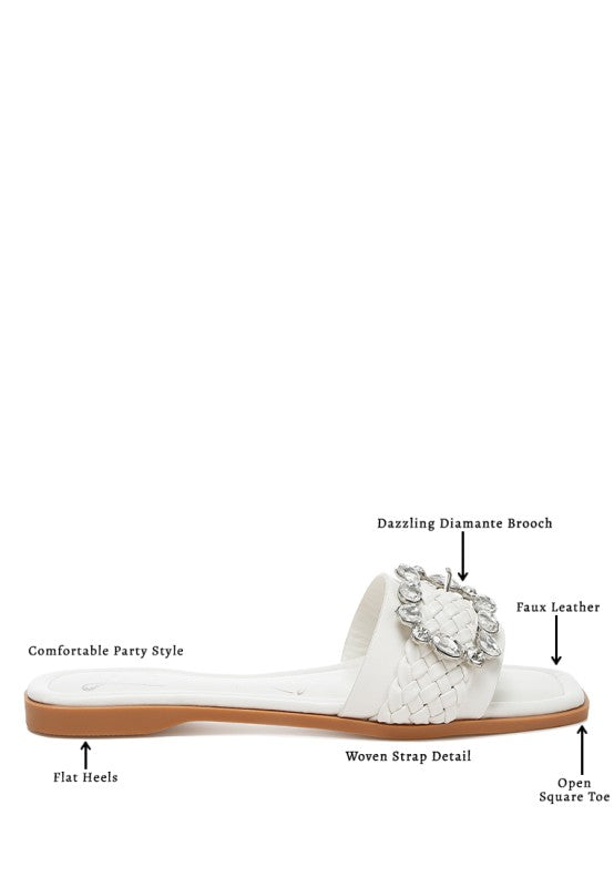 Hazbin Diamante Flat Sandals - Tigbul's Variety Fashion Shop