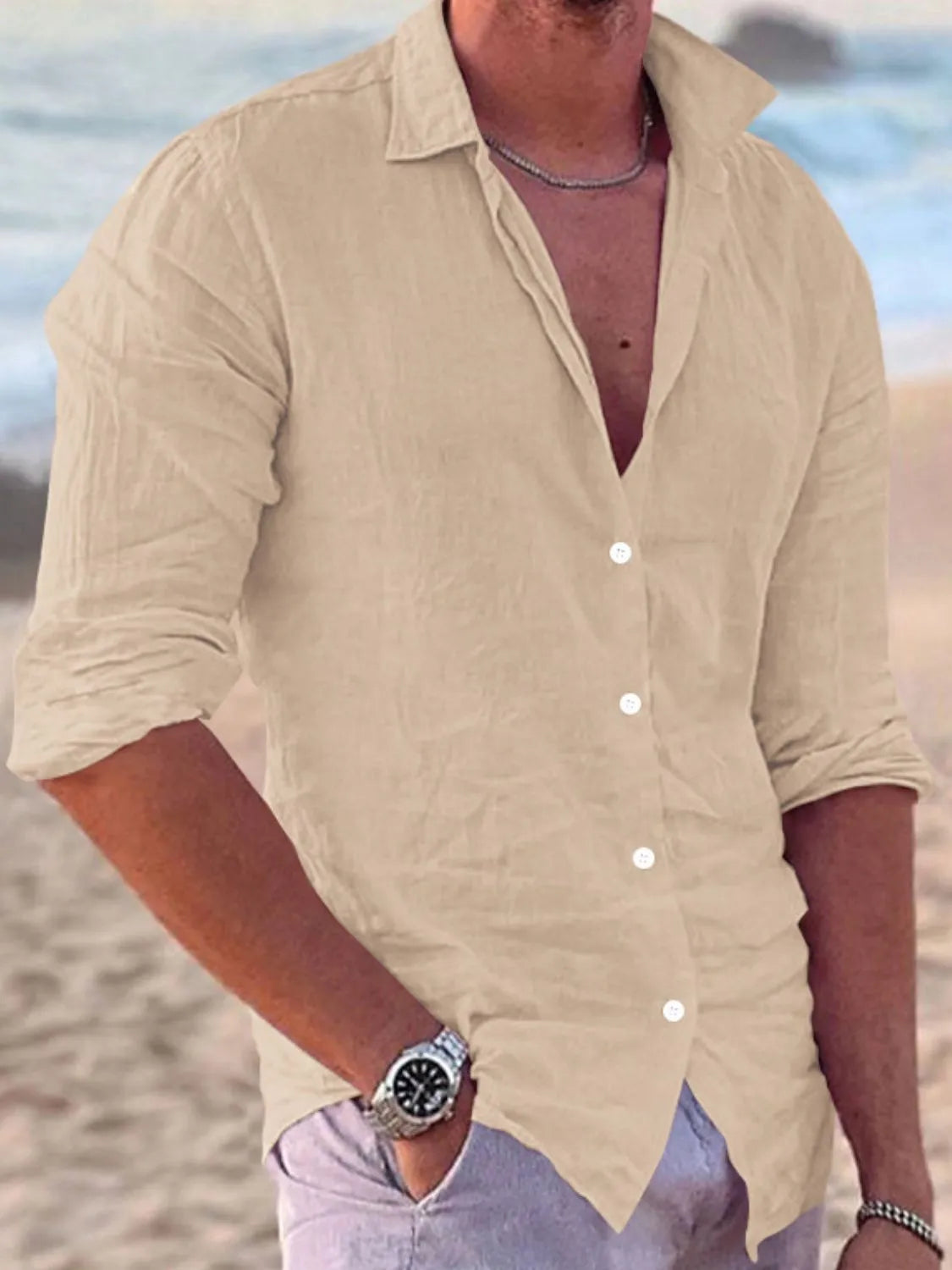 Men's Full Size Button Up Long Sleeve Shirt Plus Size - Tigbul's Variety Fashion Shop