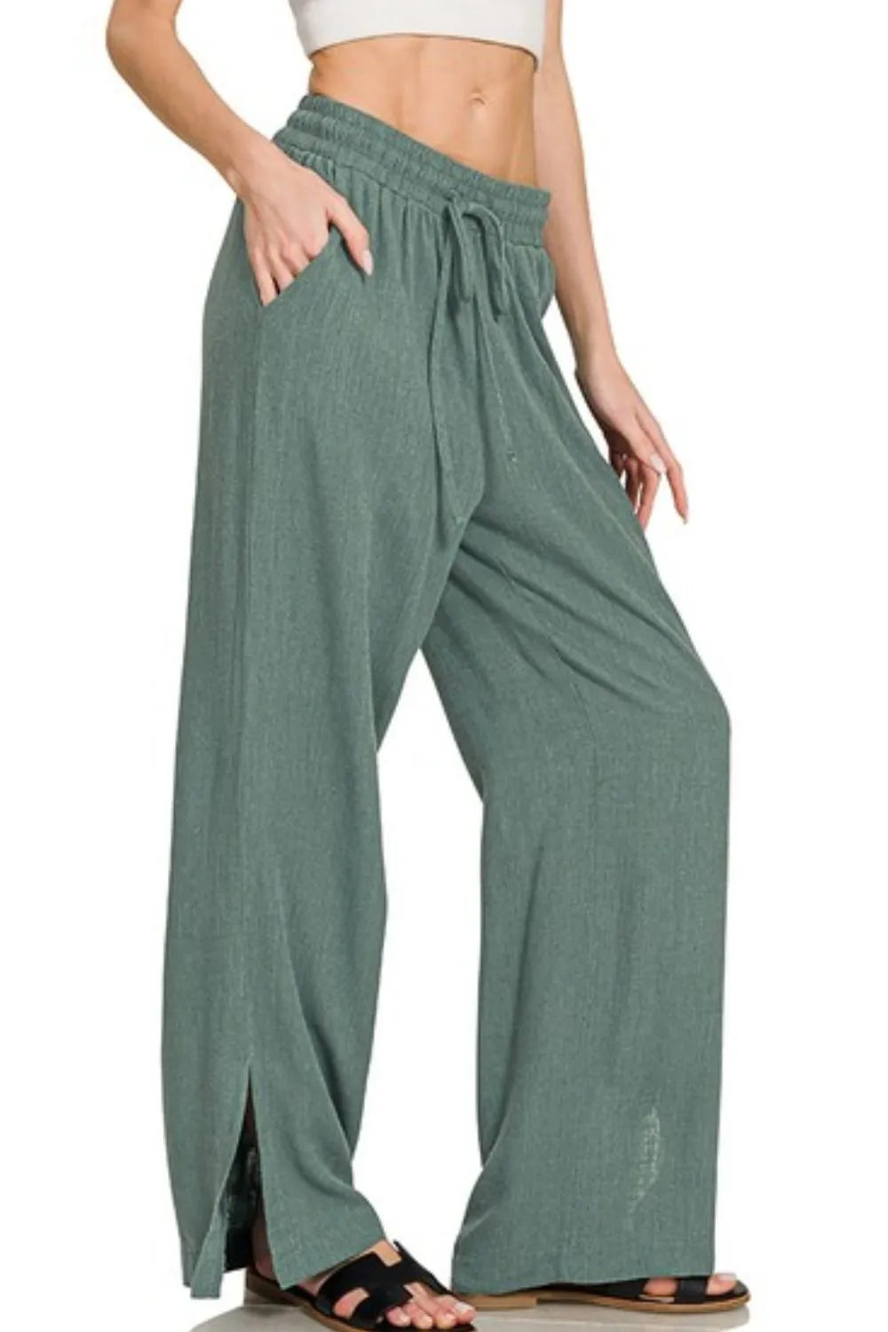 Zenana Linen Drawstring Pants - Tigbul's Variety Fashion Shop