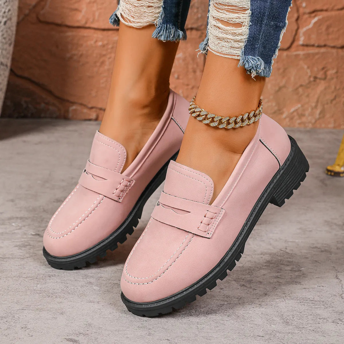Round Toe Block Heels Loafers - Tigbul's Variety Fashion Shop