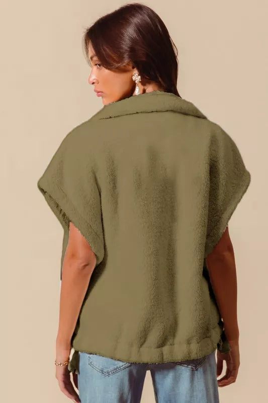 SO ME Over Sized Soft Sherpa Fur Sleeveless Vest Jacket - Tigbul's Variety Fashion Shop