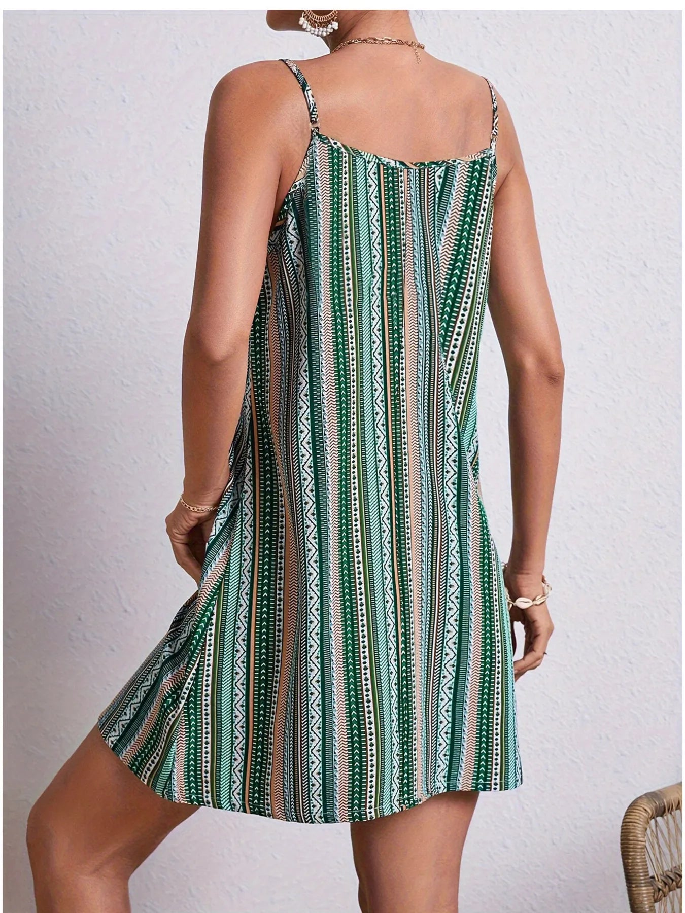 Striped V-Neck Cami Dress - Tigbul's Variety Fashion Shop