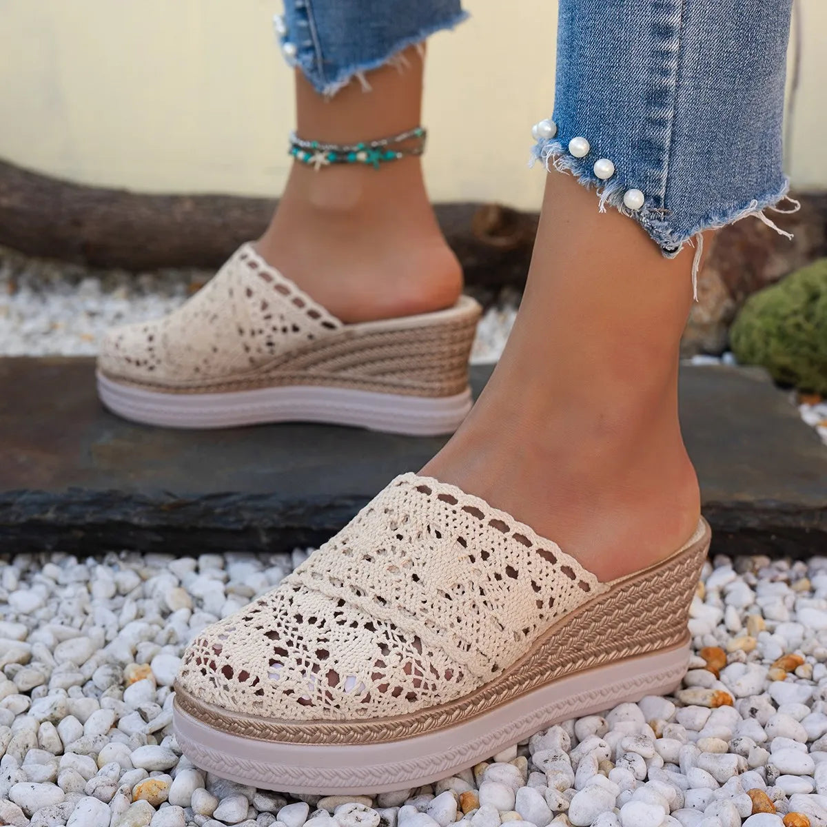 Round Toe Wedge Sandals - Tigbul's Variety Fashion Shop