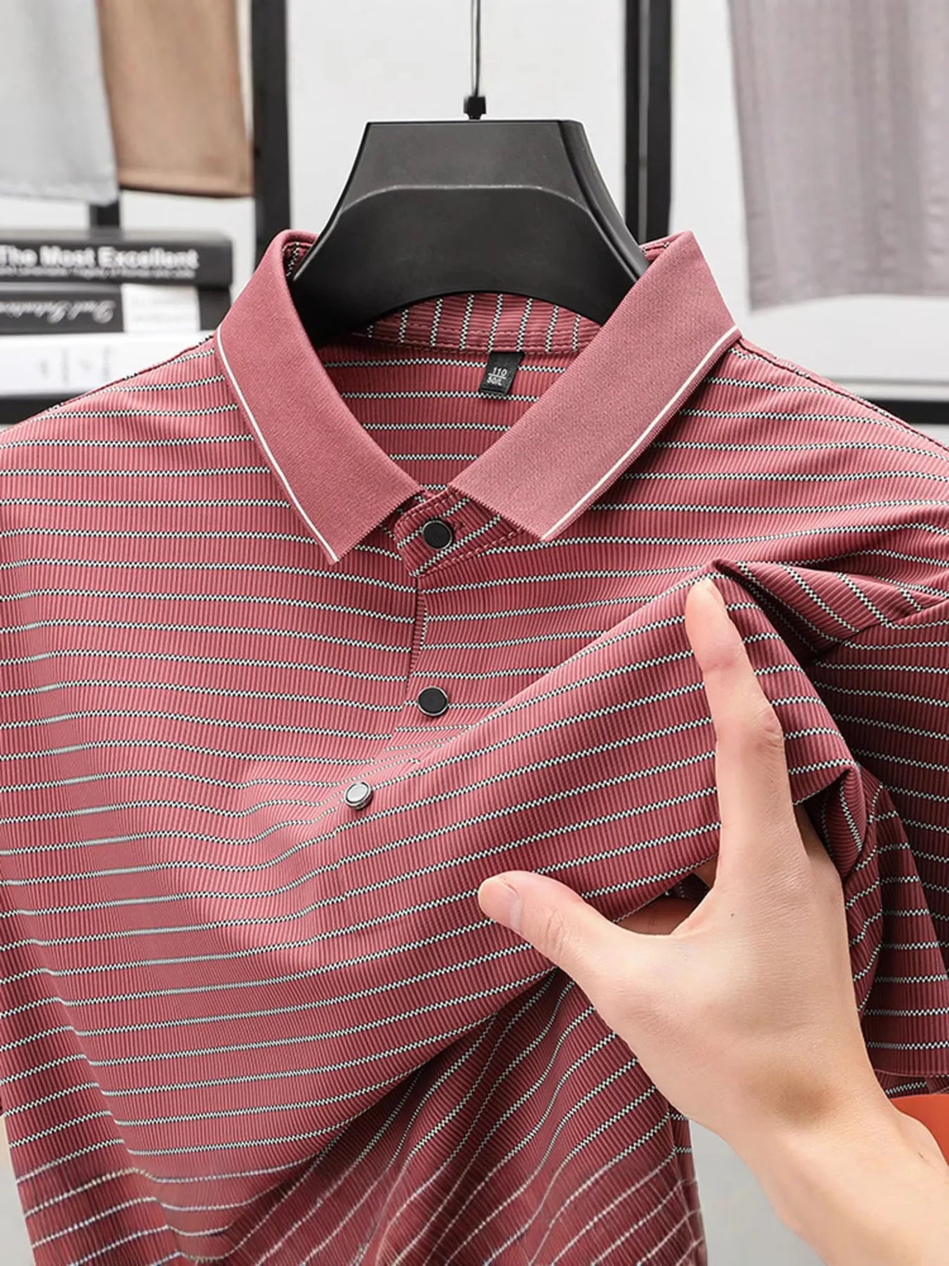 Men's Full Size Striped Button Detail Short Sleeve Polo Plus Size - Tigbul's Variety Fashion Shop