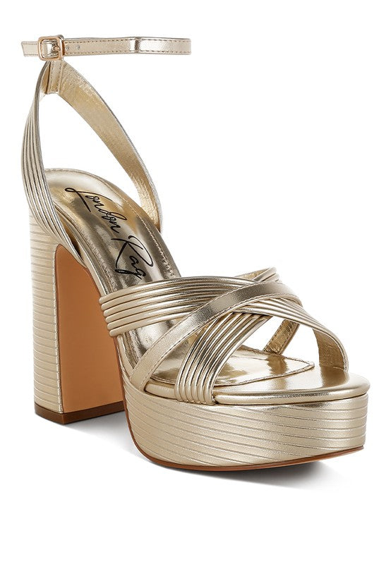Socialite Metallic Ankle Strap Heel Sandals - Tigbul's Variety Fashion Shop