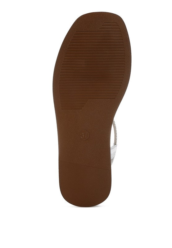 Ridayne Rhinestones Embellished Strappy Flats - Tigbul's Variety Fashion Shop