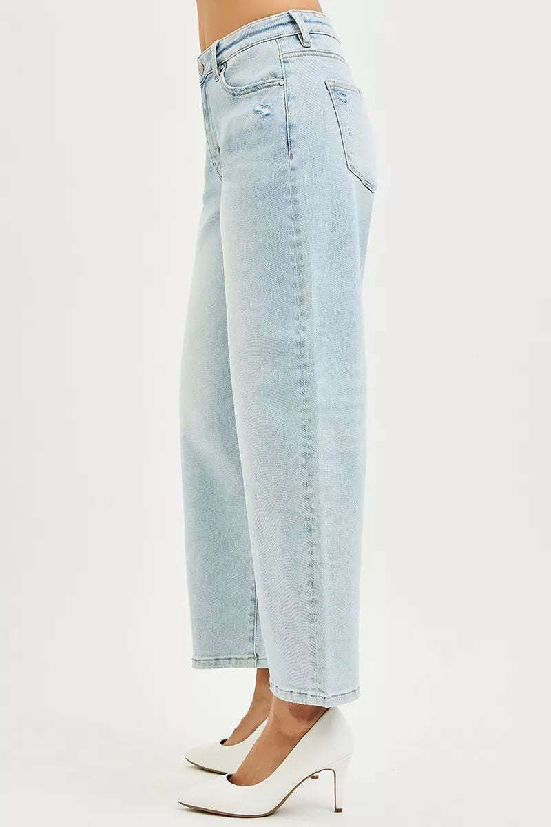 RISEN High Rise Crop Barrel Jeans - Tigbul's Variety Fashion Shop