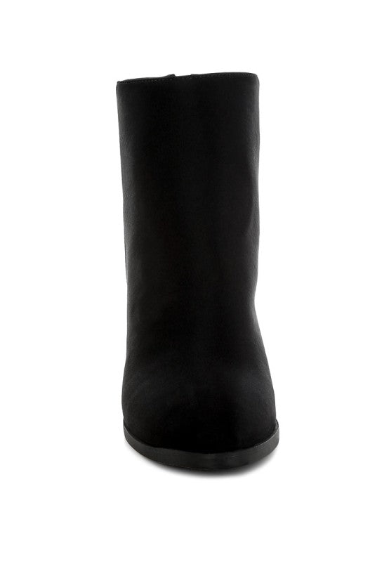 Veyara Lycra Block Heel Ankle Boots - Tigbul's Variety Fashion Shop
