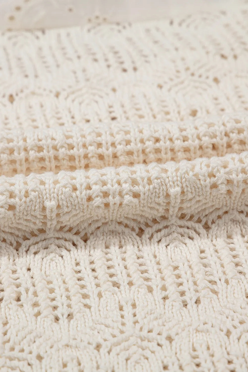 Embroidered Patchwork Hollow Out Knitted Ruffle Sweater Vest - Tigbul's Variety Fashion Shop