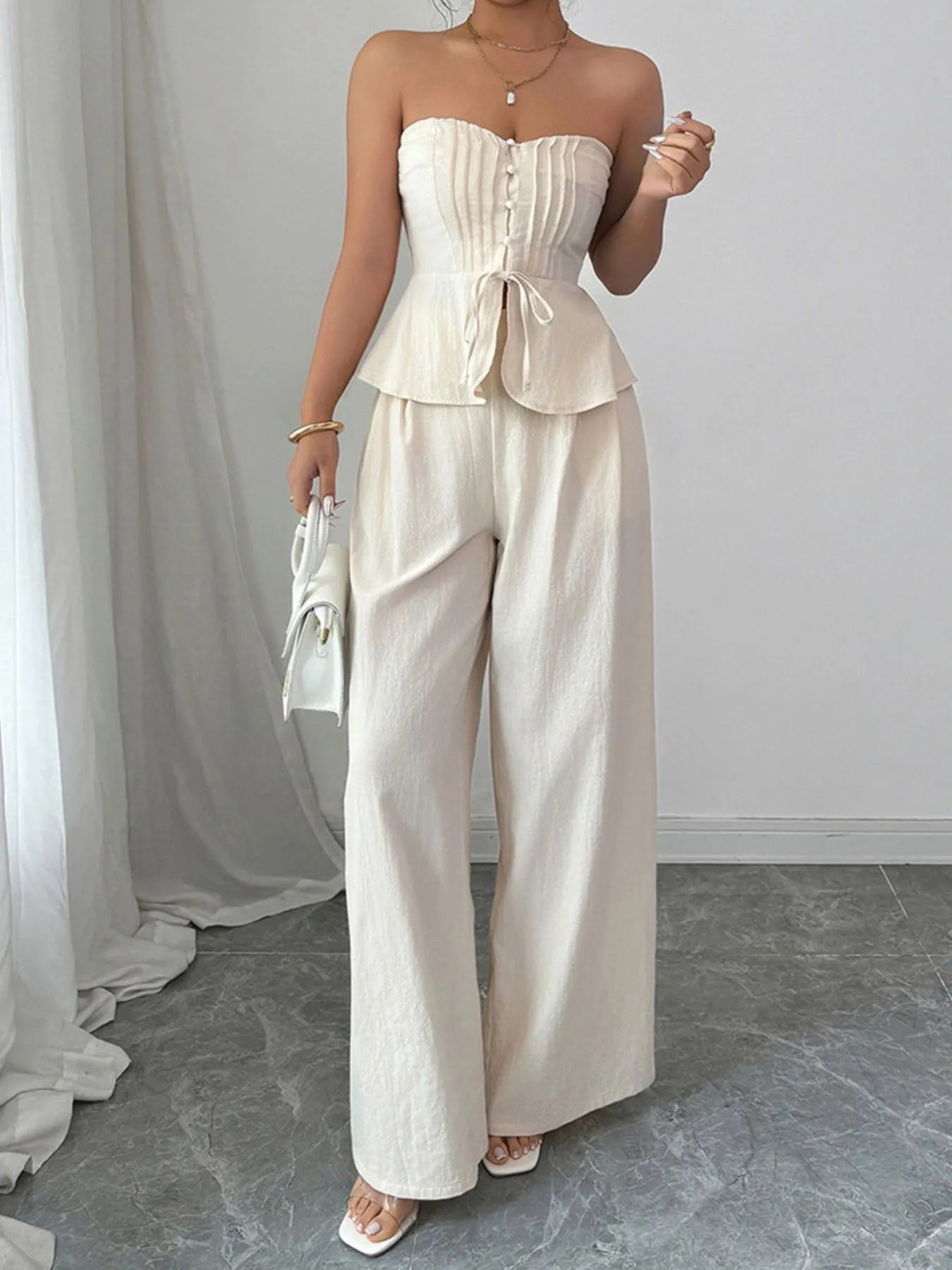 Sweetheart Neck Tube Top and Pants Set - Tigbul's Variety Fashion Shop