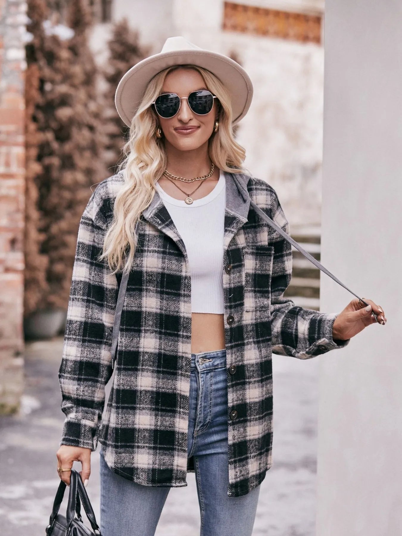 Oversized Plaid Button Up Shacket - Tigbul's Variety Fashion Shop
