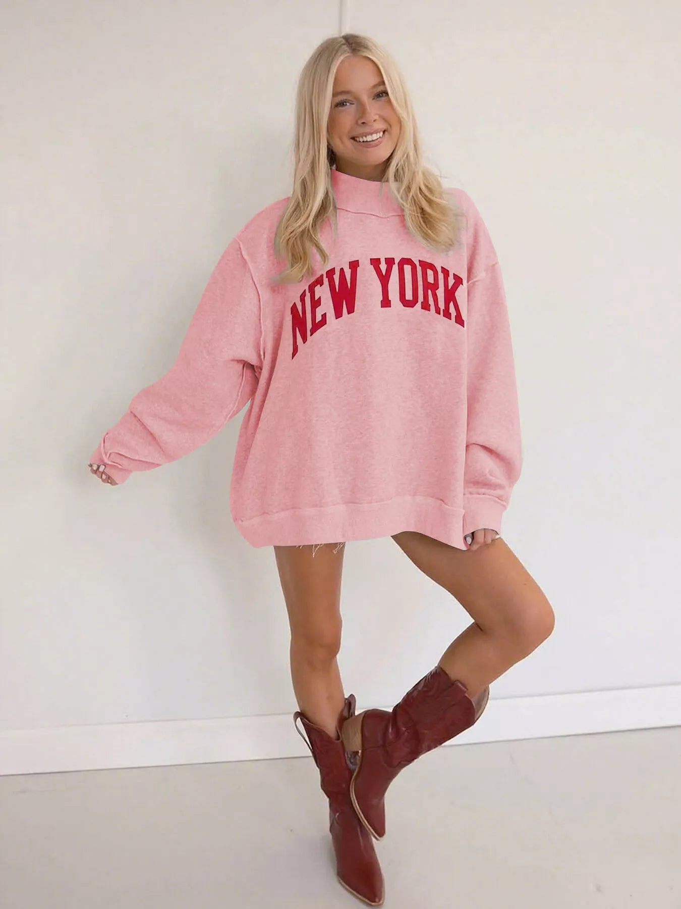 New York Oversized Dropped Shoulder Sweatshirt - Tigbul's Variety Fashion Shop
