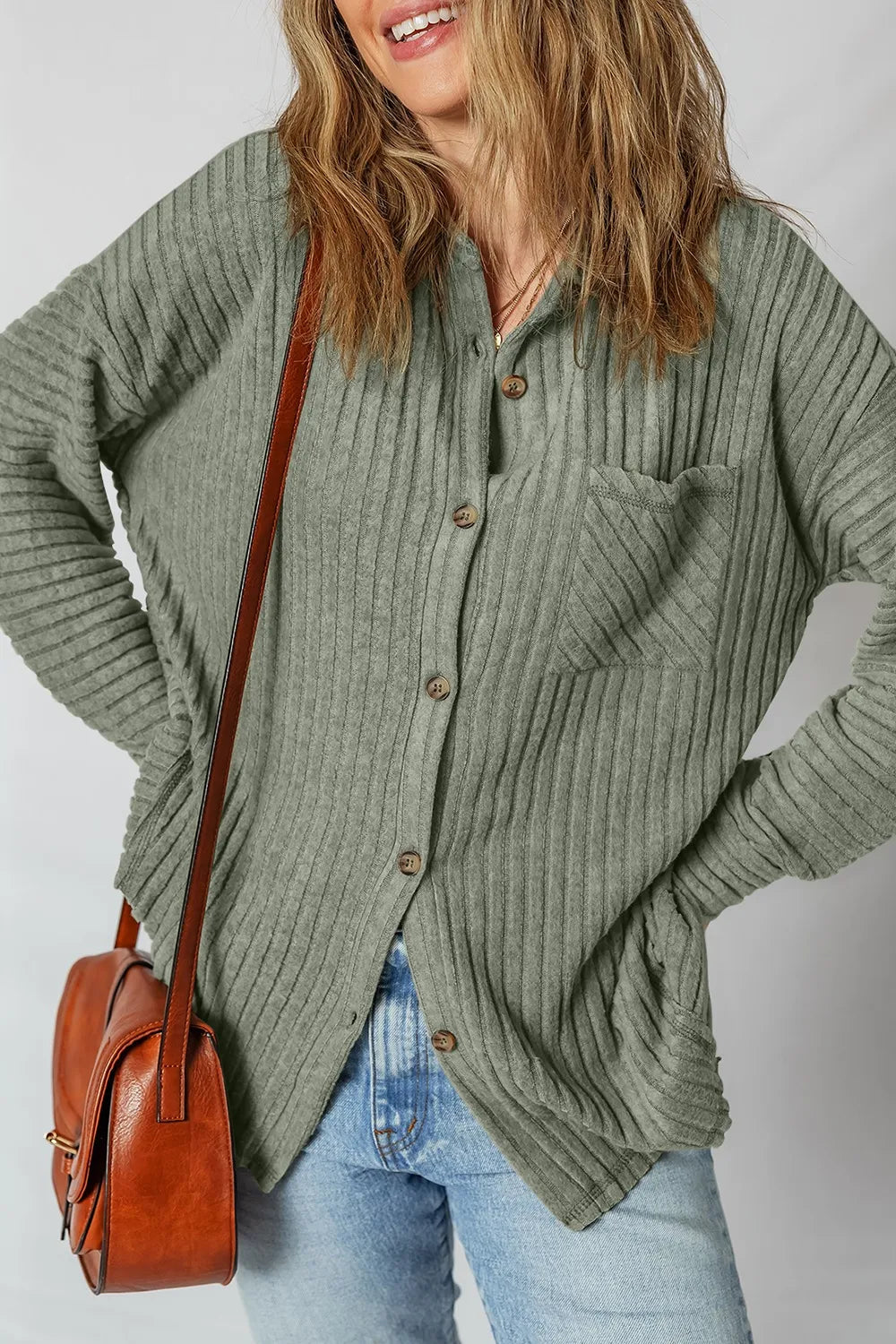 Ribbed Knit Button-Up Cardigan - Tigbul's Variety Fashion Shop