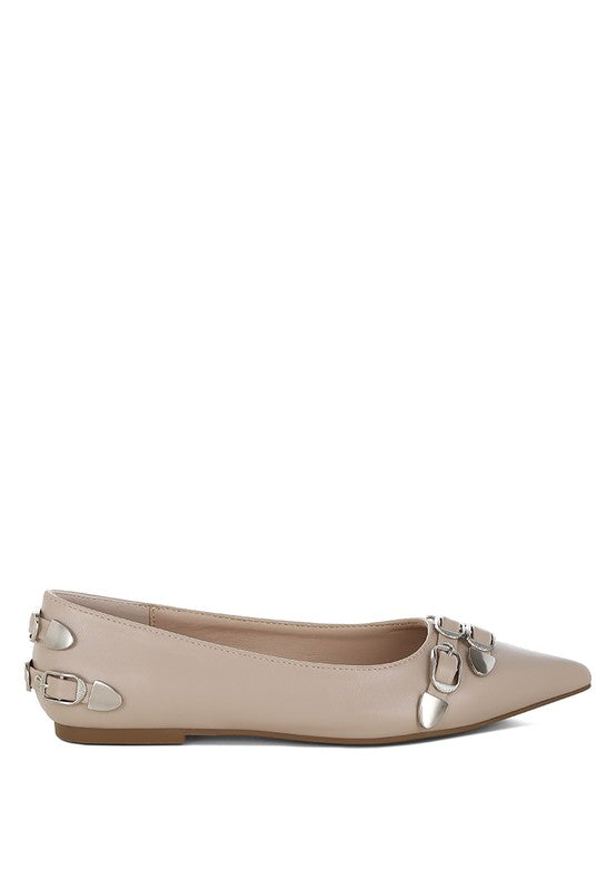 Golini Belt Buckle Detail Ballerinas - Tigbul's Variety Fashion Shop