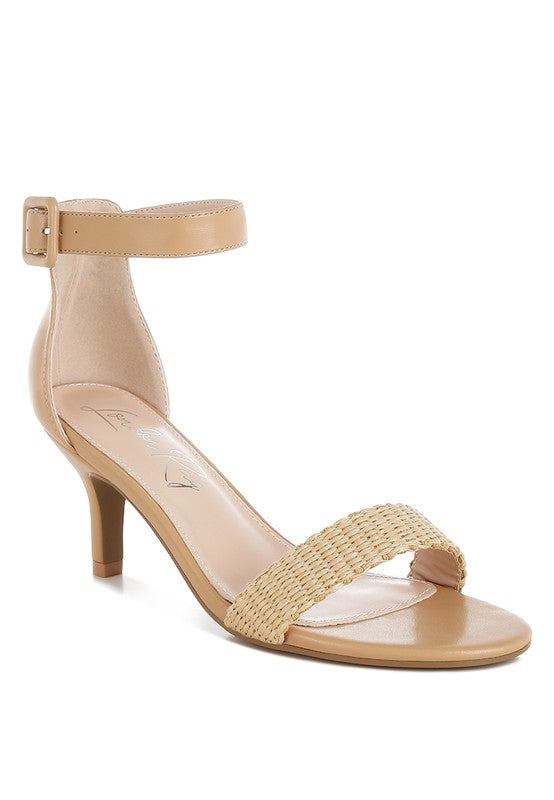 Rano Raffia Kitten Heel Sandals - Tigbul's Variety Fashion Shop