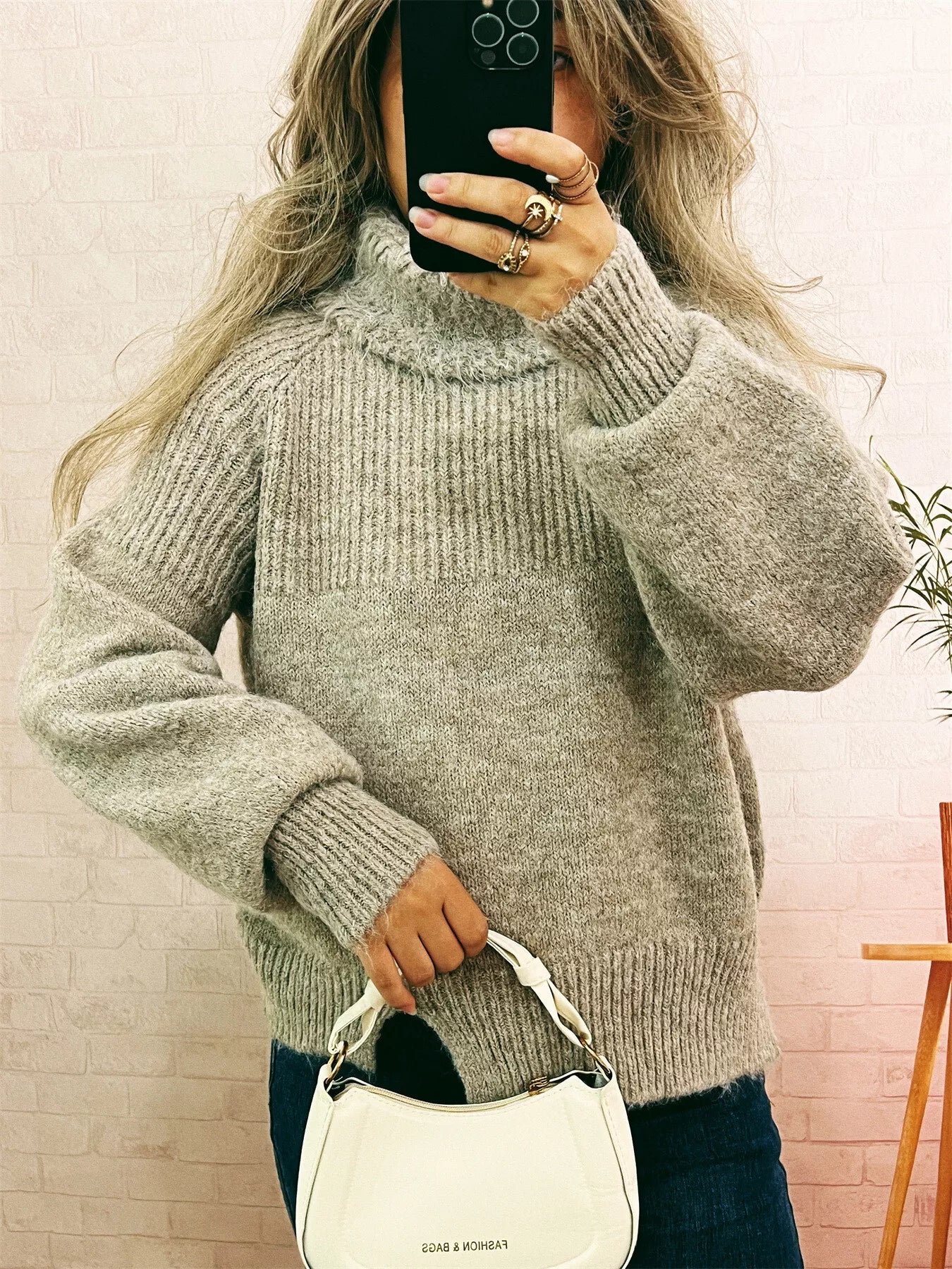 Ribbed Turtleneck Long Sleeve Sweater - Tigbul's Variety Fashion Shop